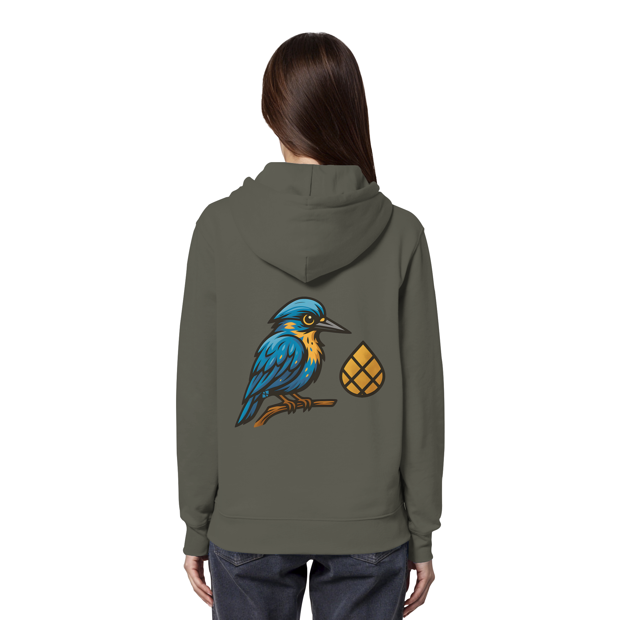 Tannenhäher mit Zirbelnuss + Emblem Stick - Organic Hoodie