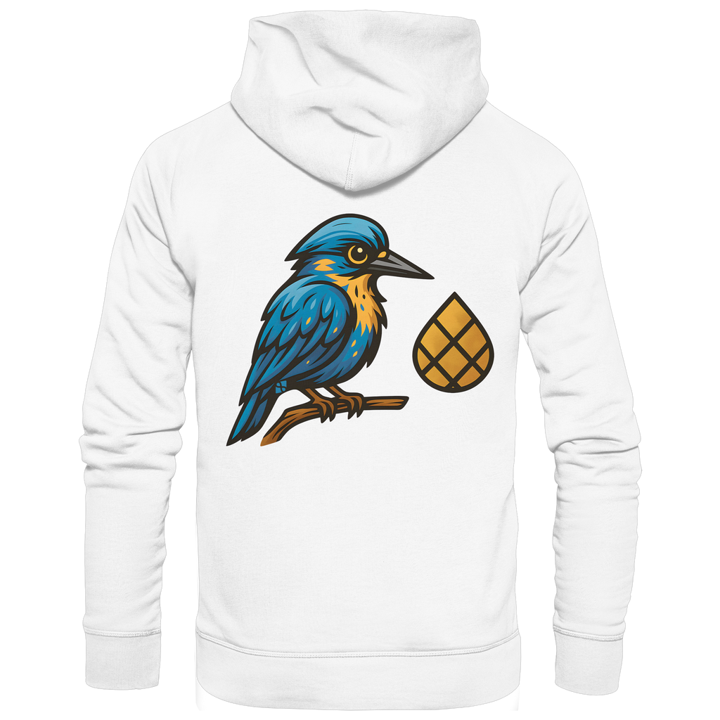 Tannenhäher mit Zirbelnuss + Emblem Stick - Organic Hoodie