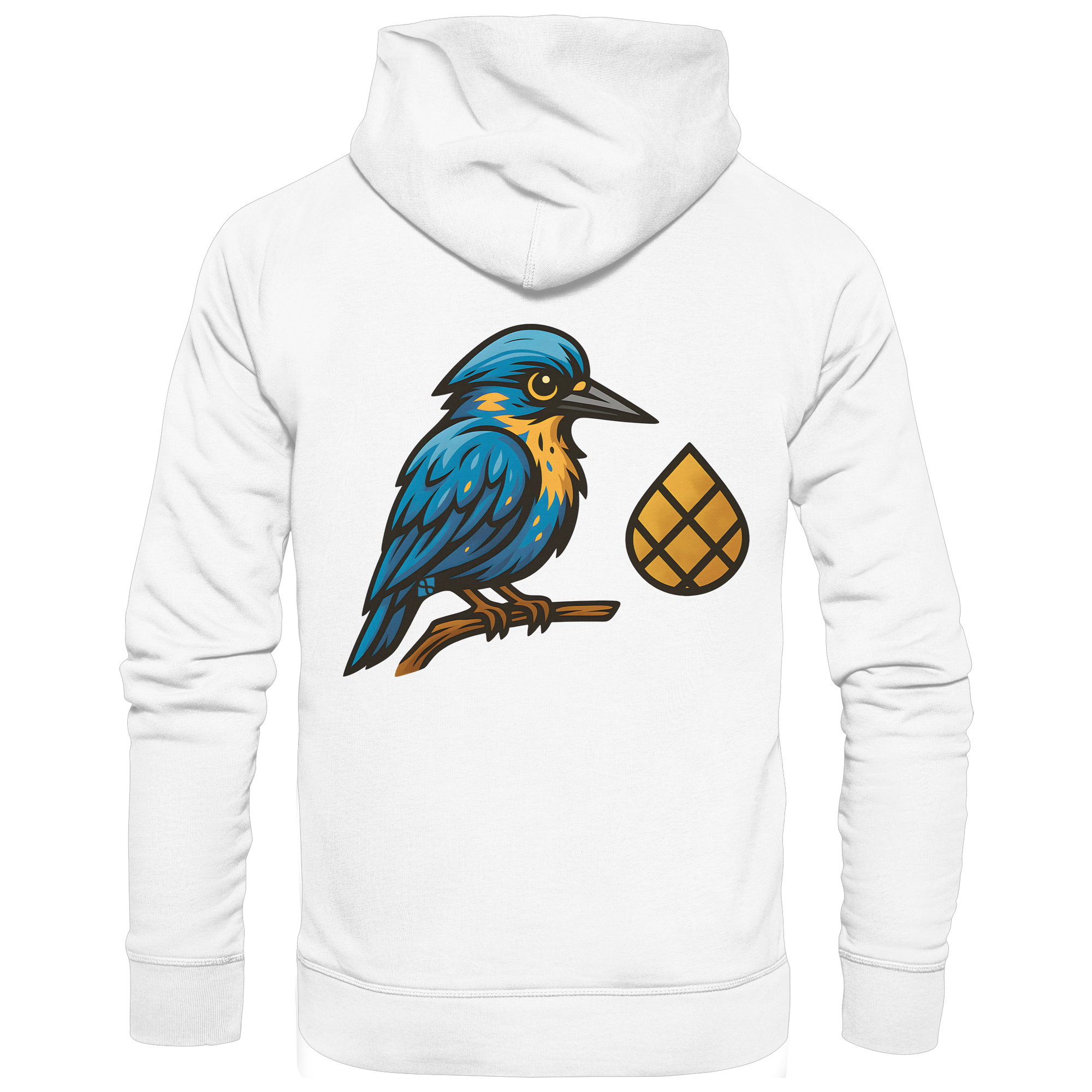 Tannenhäher mit Zirbelnuss + Emblem Stick - Organic Hoodie