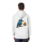 Tannenhäher mit Zirbelnuss + Emblem Stick - Organic Hoodie