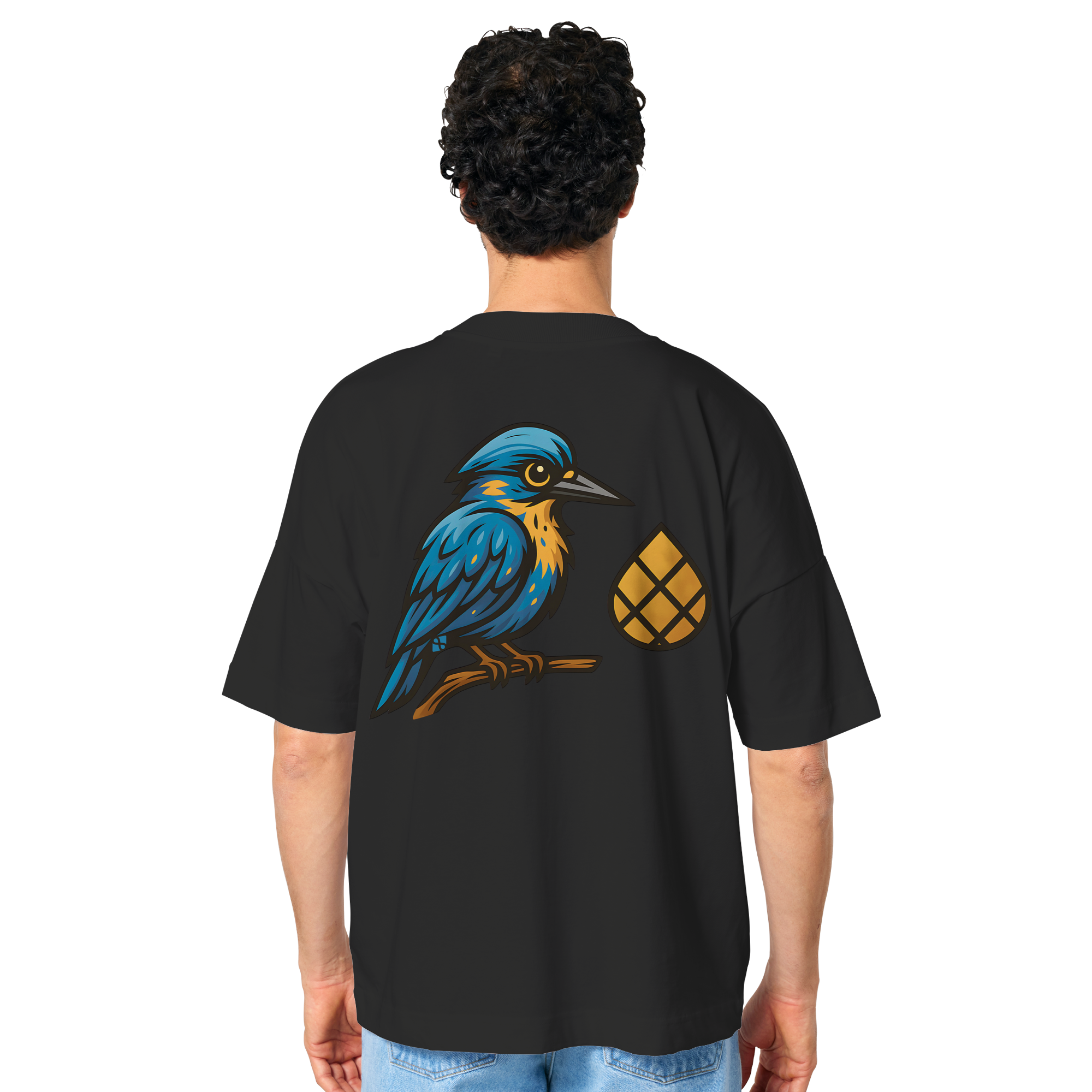 Tannenhäher mit Zirbelnuss + Emblem Stick - Organic Oversize Shirt