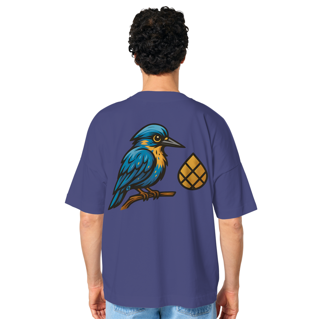 Tannenhäher mit Zirbelnuss + Emblem Stick - Organic Oversize Shirt