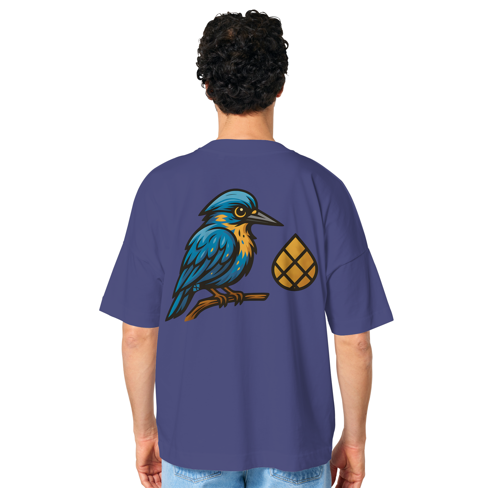 Tannenhäher mit Zirbelnuss + Emblem Stick - Organic Oversize Shirt