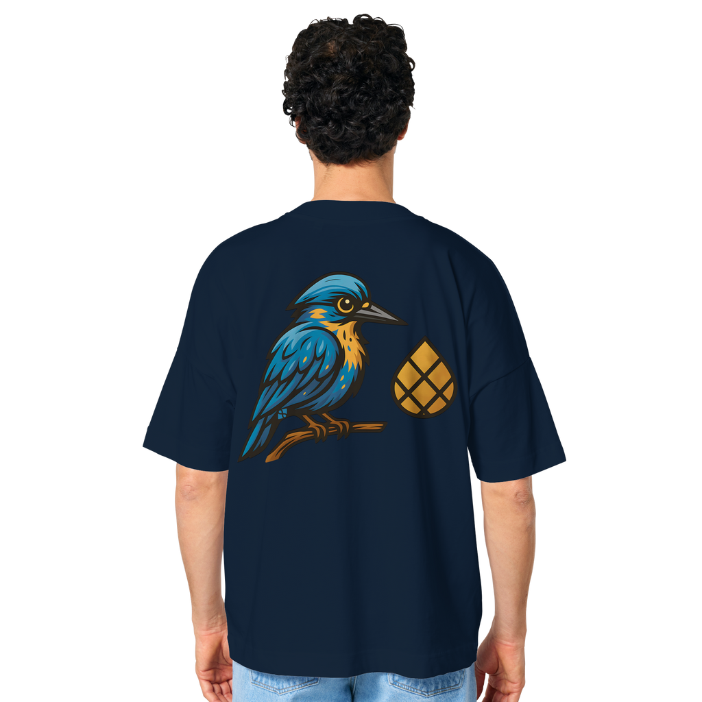 Tannenhäher mit Zirbelnuss + Emblem Stick - Organic Oversize Shirt