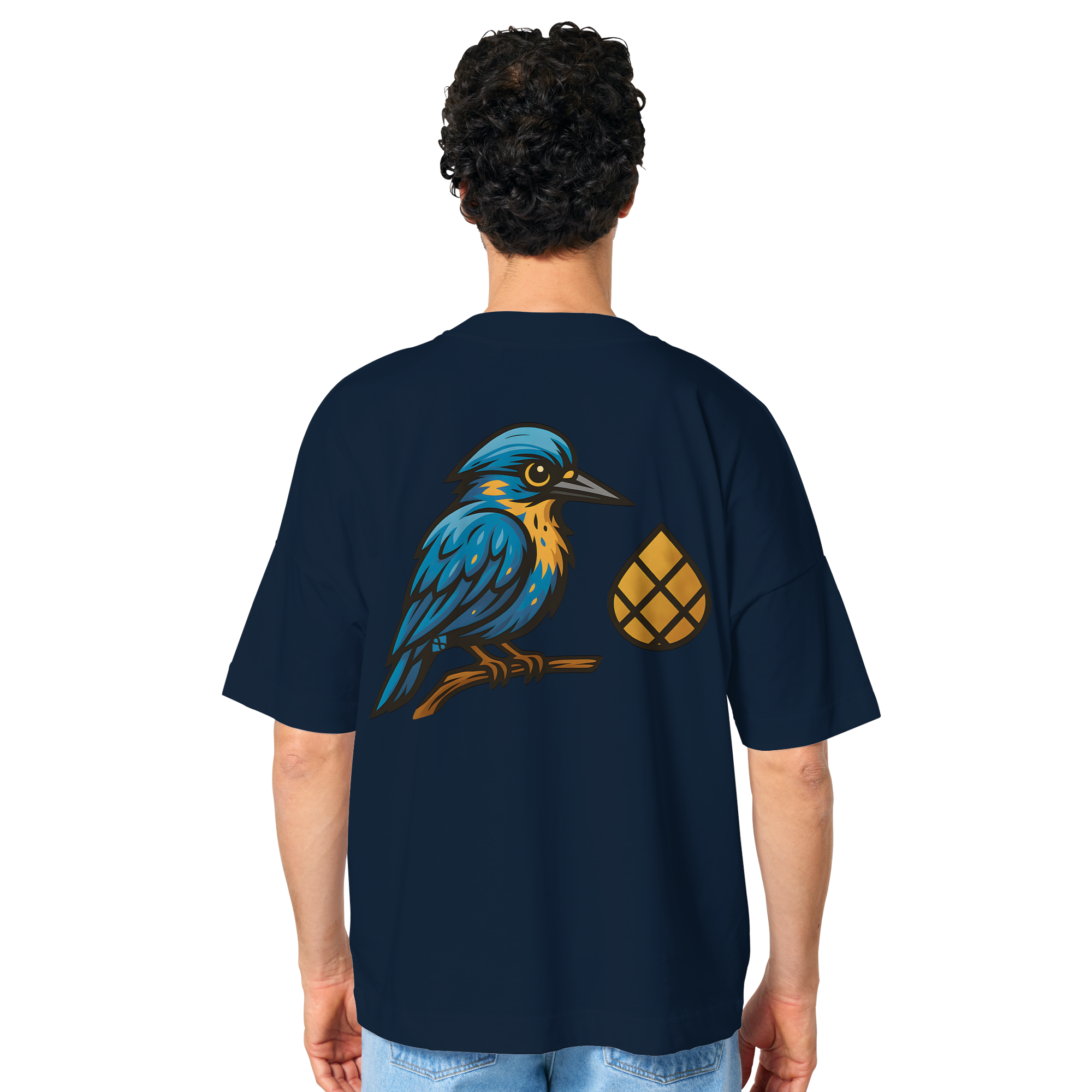Tannenhäher mit Zirbelnuss + Emblem Stick - Organic Oversize Shirt