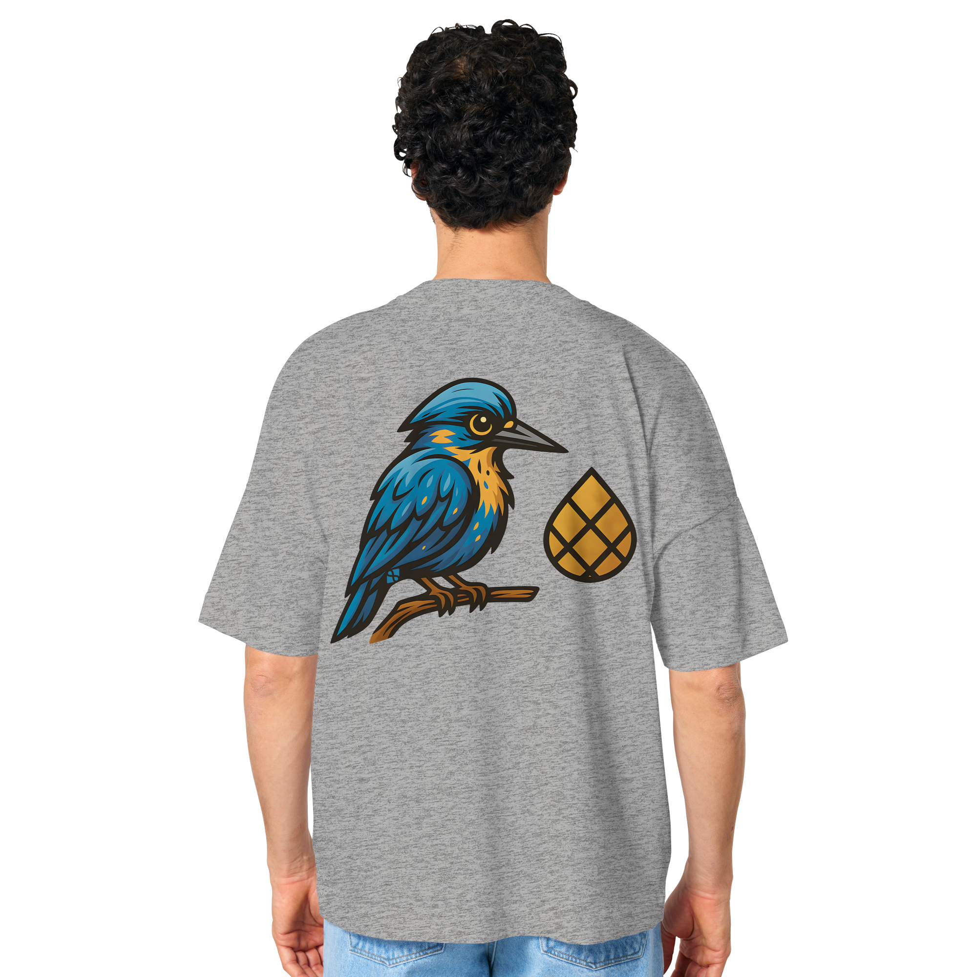Tannenhäher mit Zirbelnuss + Emblem Stick - Organic Oversize Shirt