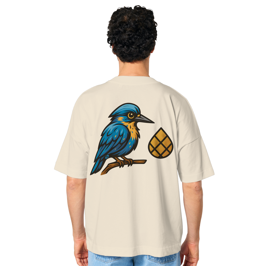 Tannenhäher mit Zirbelnuss + Emblem Stick - Organic Oversize Shirt