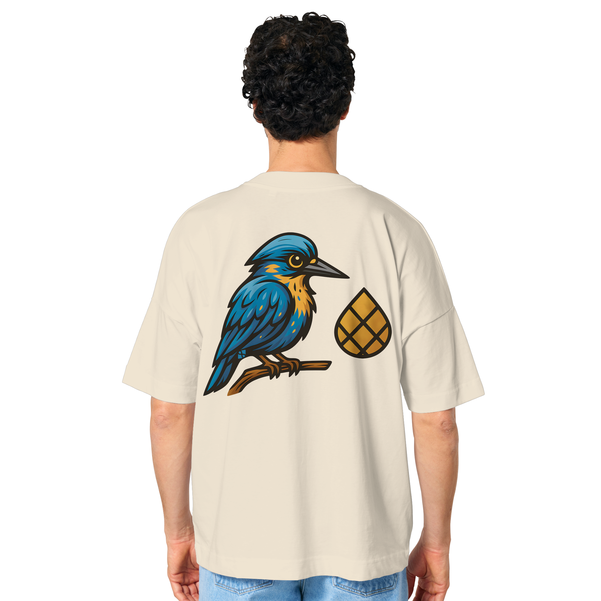 Tannenhäher mit Zirbelnuss + Emblem Stick - Organic Oversize Shirt