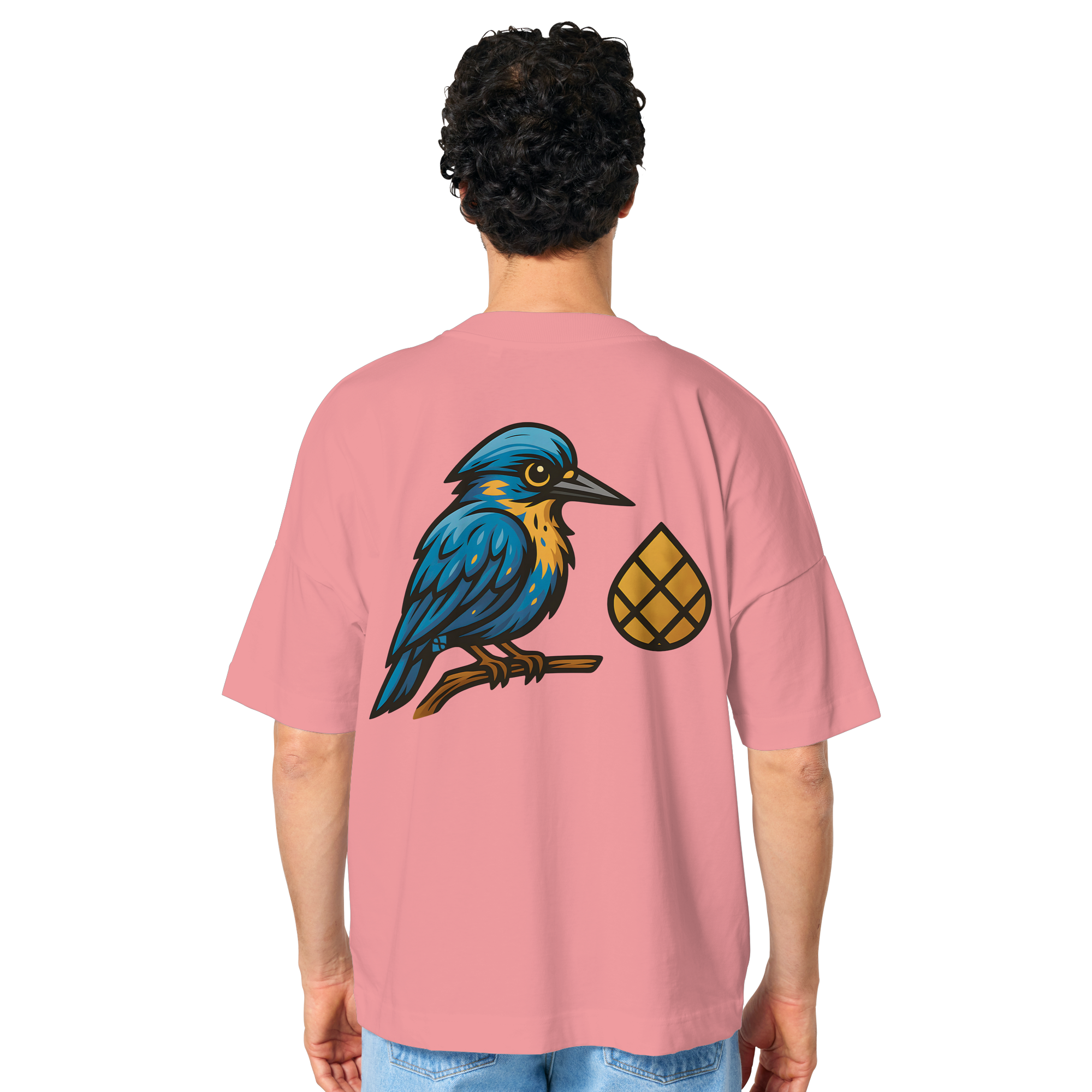 Tannenhäher mit Zirbelnuss + Emblem Stick - Organic Oversize Shirt