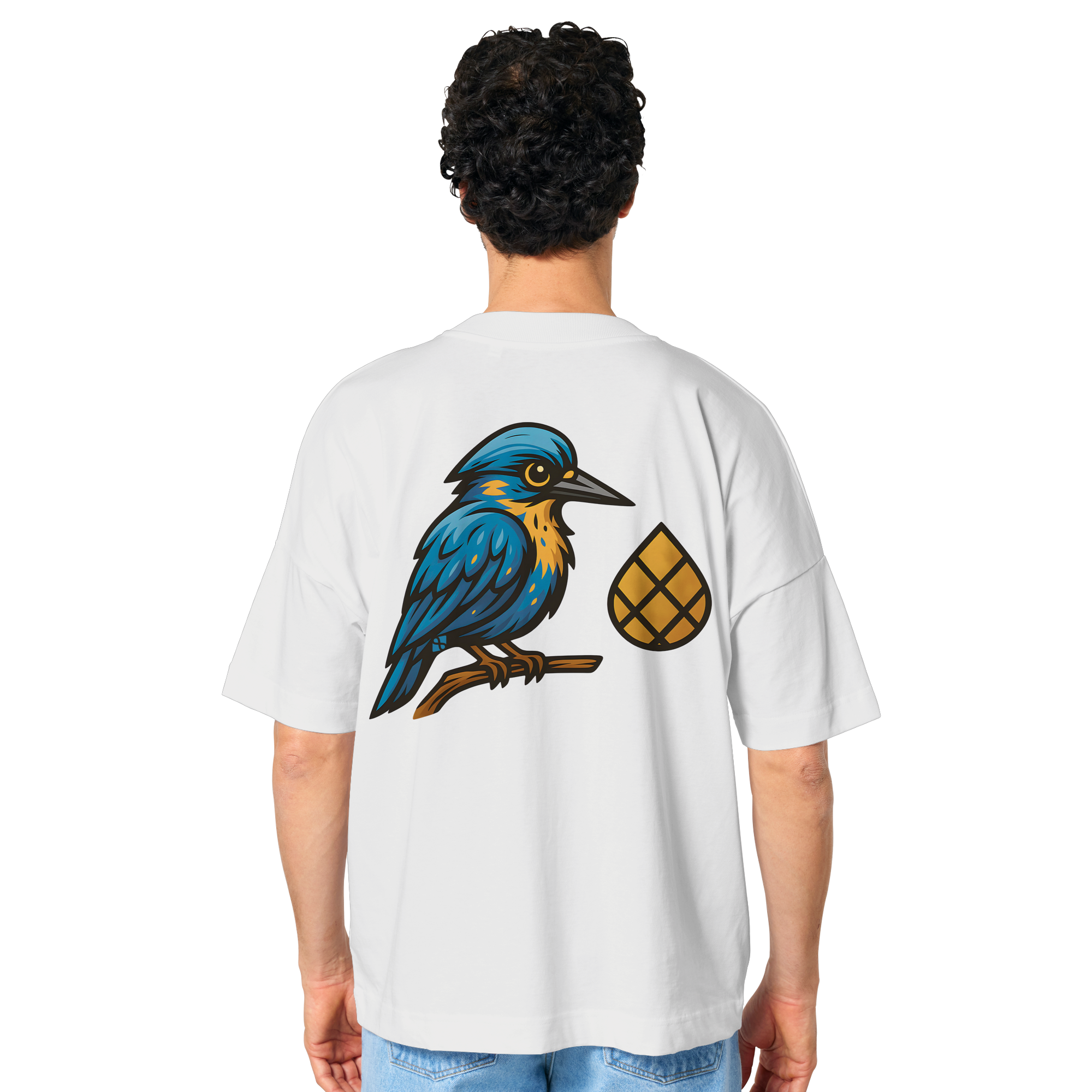 Tannenhäher mit Zirbelnuss + Emblem Stick - Organic Oversize Shirt