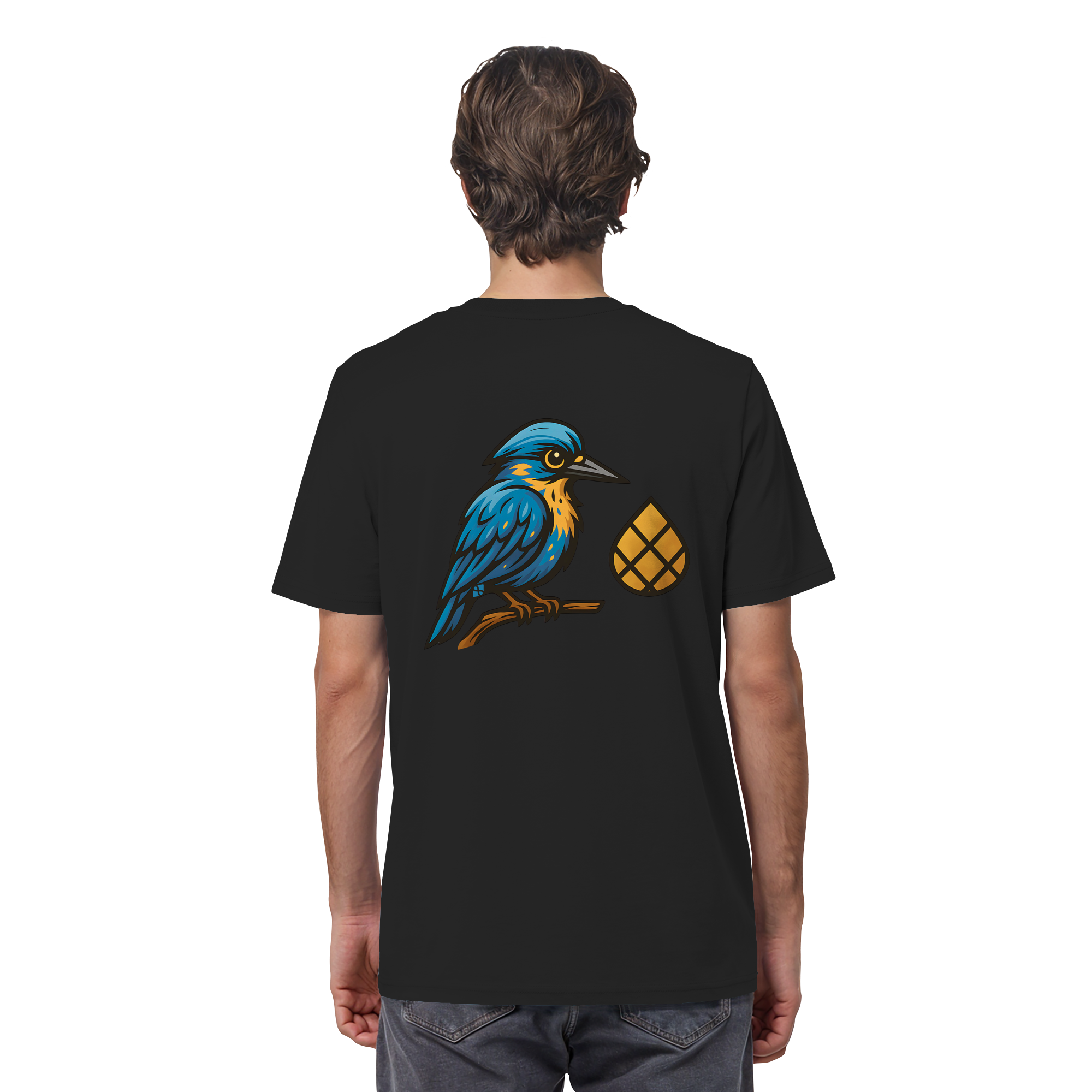 Tannenhäher mit Zirbelnuss + Emblem Stick - Organic Shirt