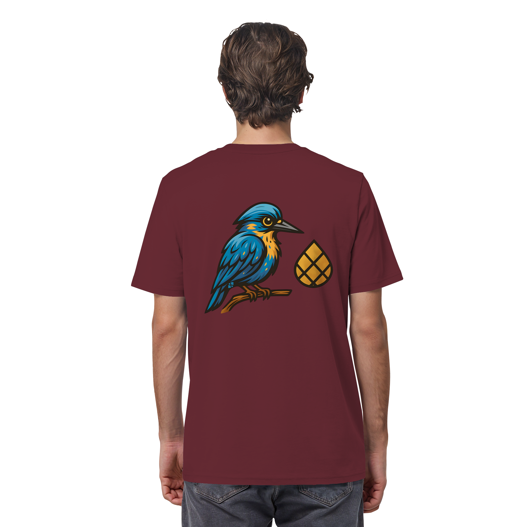 Tannenhäher mit Zirbelnuss + Emblem Stick - Organic Shirt