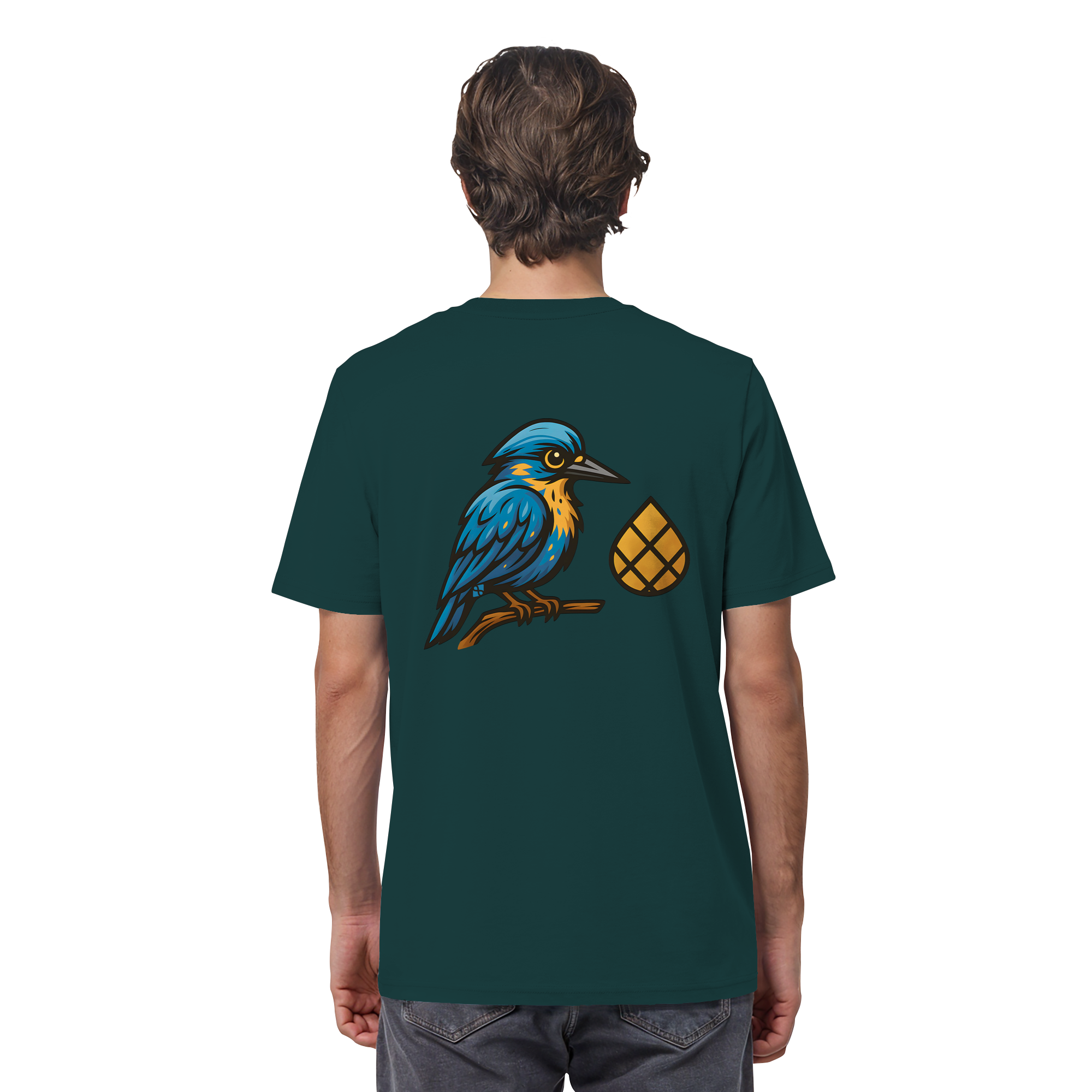 Tannenhäher mit Zirbelnuss + Emblem Stick - Organic Shirt