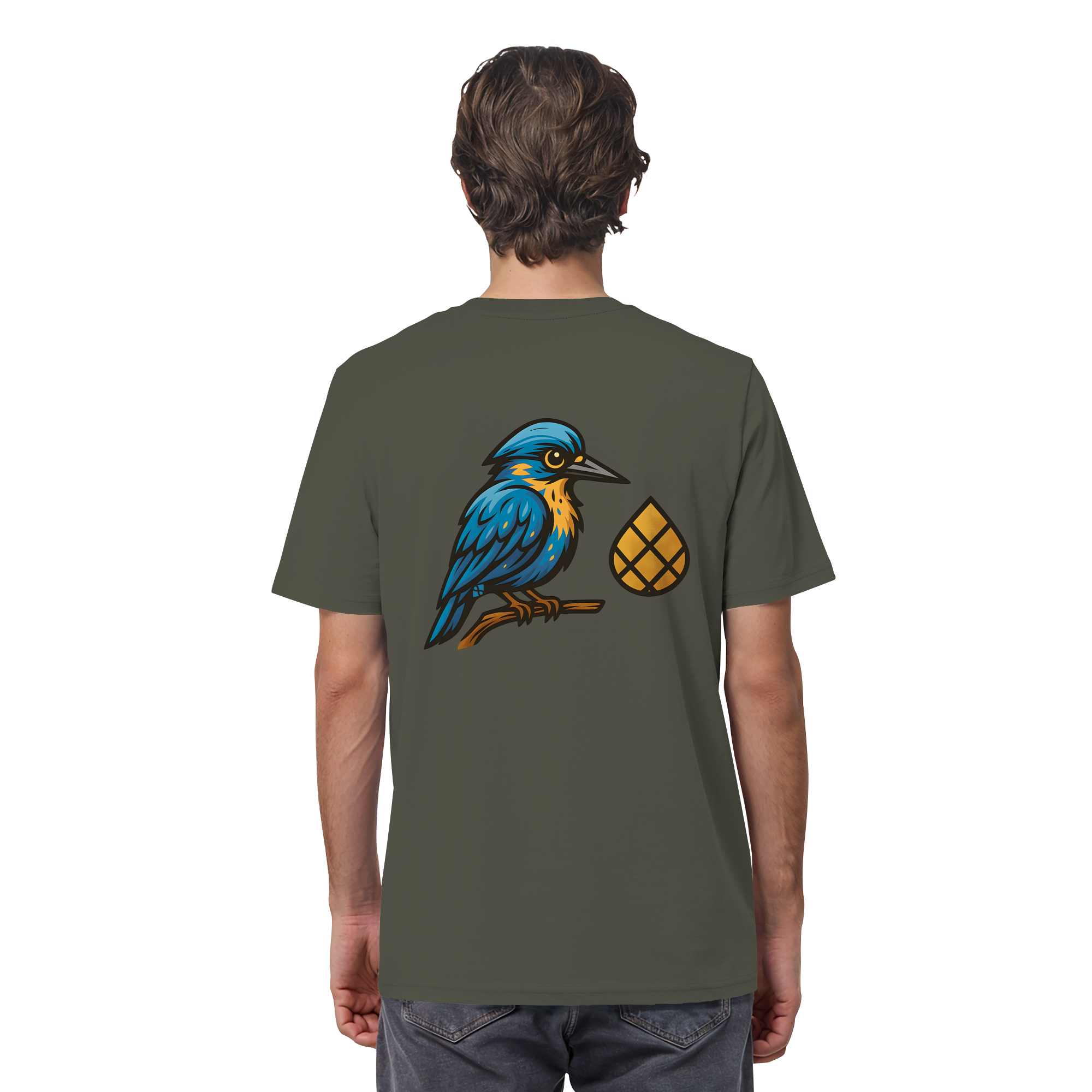 Tannenhäher mit Zirbelnuss + Emblem Stick - Organic Shirt