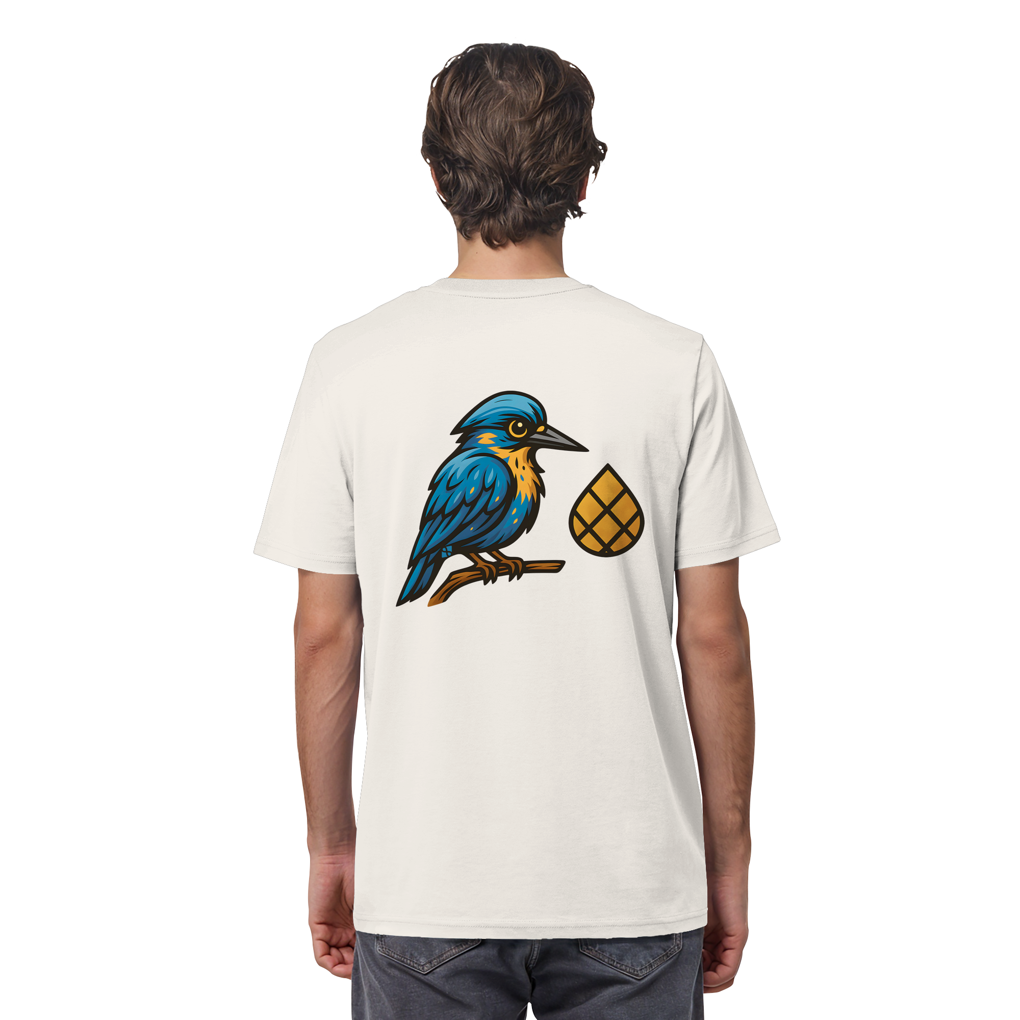 Tannenhäher mit Zirbelnuss + Emblem Stick - Organic Shirt