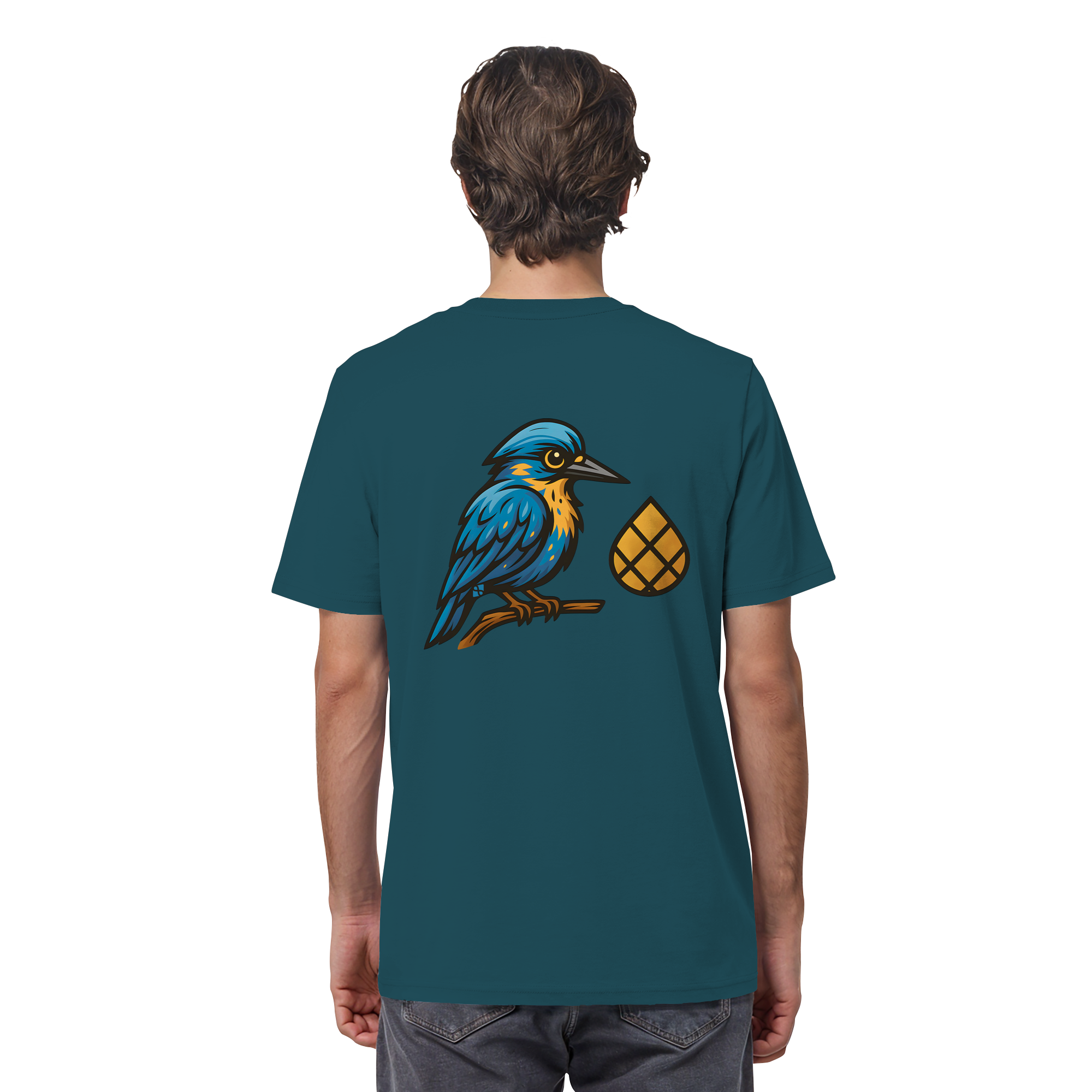 Tannenhäher mit Zirbelnuss + Emblem Stick - Organic Shirt