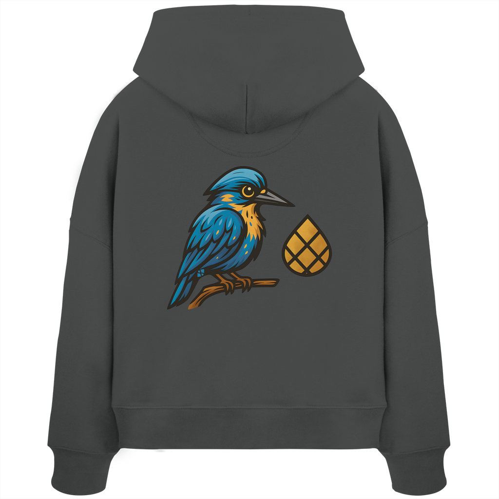 Tannenhäher mit Zirbelnuss + Emblem Stick Boxcut Hoodie