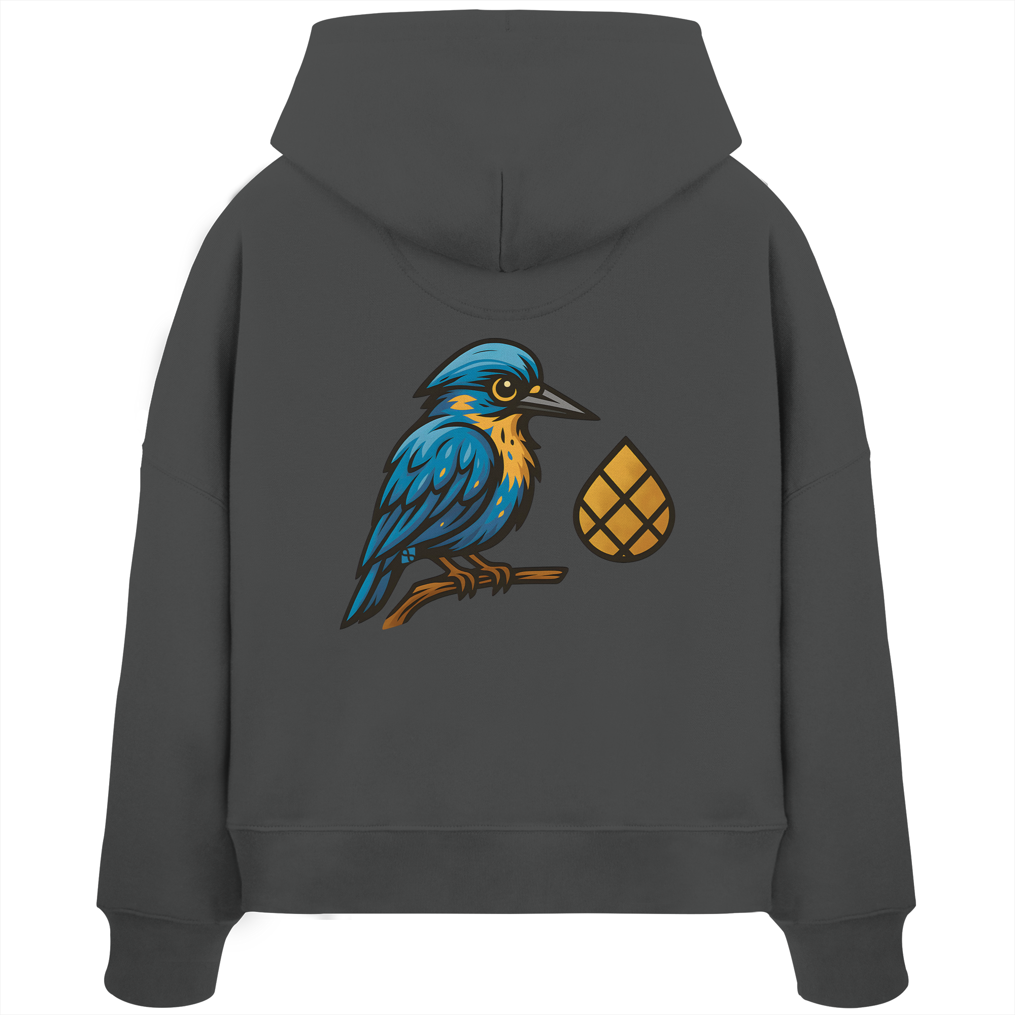 Tannenhäher mit Zirbelnuss + Emblem Stick Boxcut Hoodie