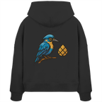 Tannenhäher mit Zirbelnuss + Emblem Stick - Womens Organic Boxcut Hoodie