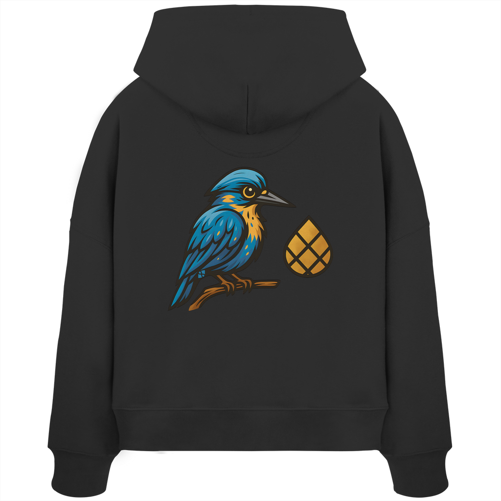 Tannenhäher mit Zirbelnuss + Emblem Stick Boxcut Hoodie
