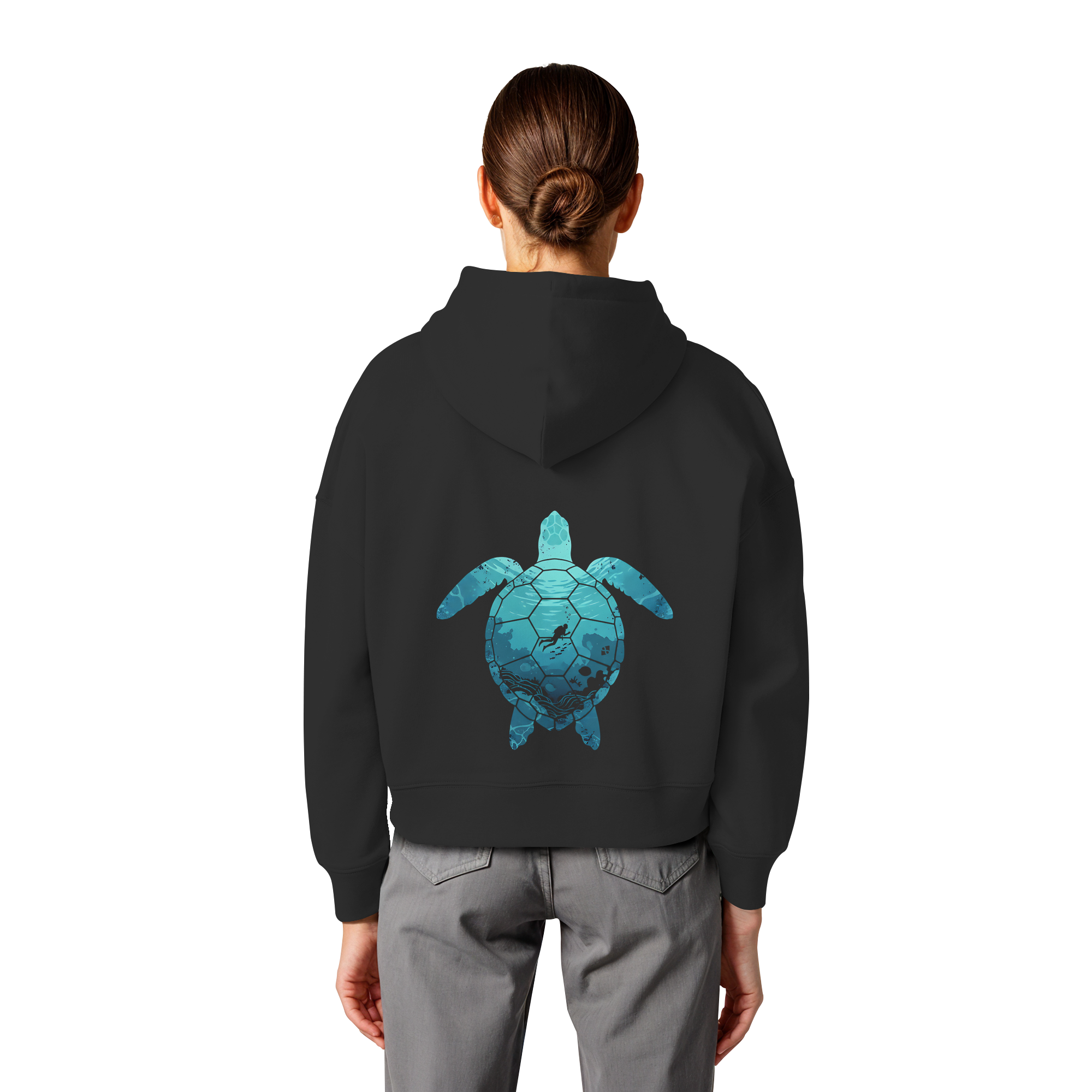 Deep Sea Turtle - Womens Organic Boxcut Hoodie