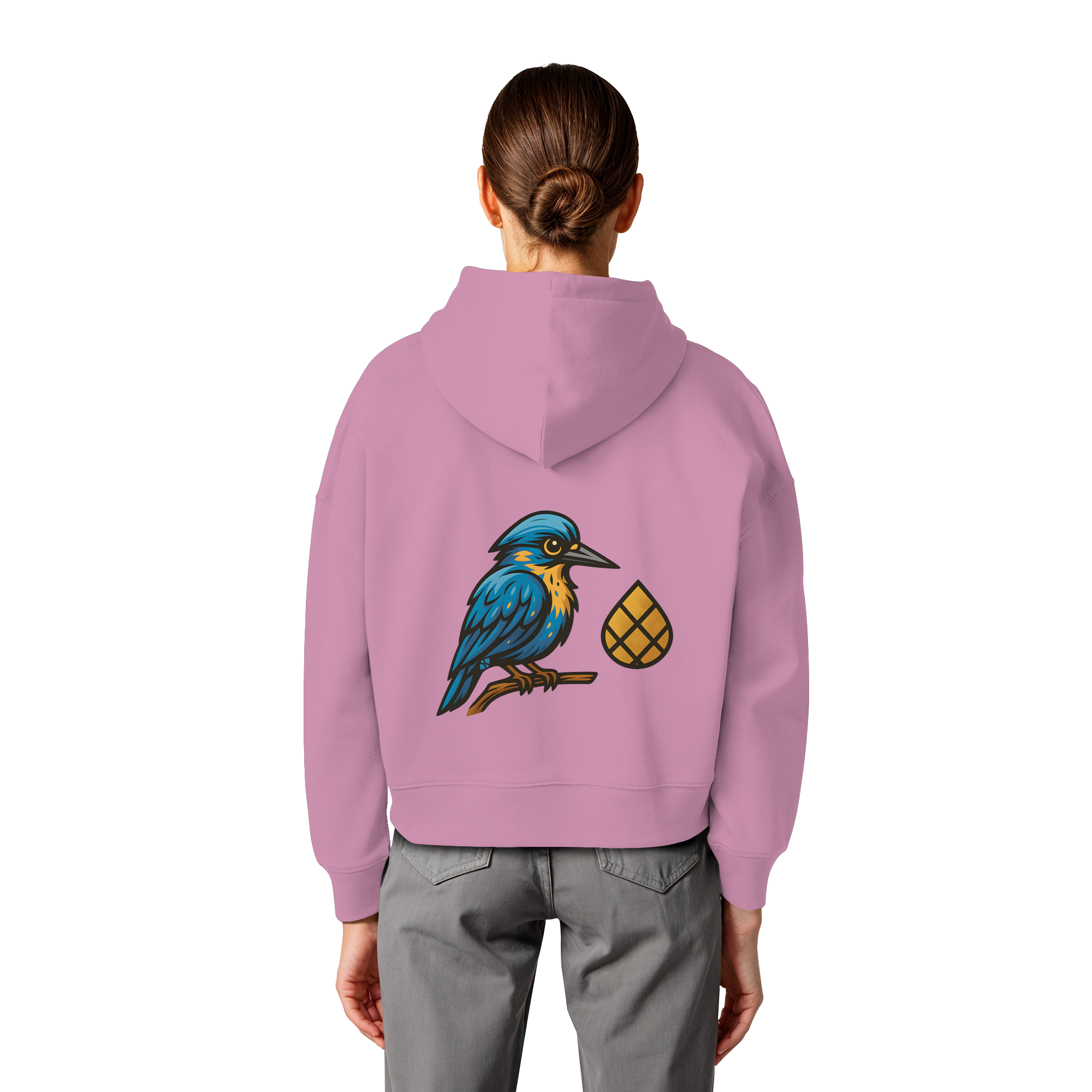 Tannenhäher mit Zirbelnuss + Emblem Stick - Womens Organic Boxcut Hoodie