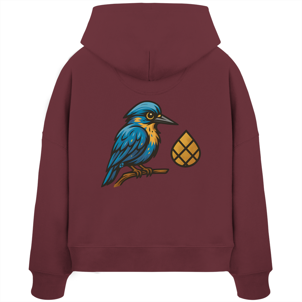 Tannenhäher mit Zirbelnuss + Emblem Stick - Womens Organic Boxcut Hoodie