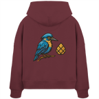 Tannenhäher mit Zirbelnuss + Emblem Stick - Womens Organic Boxcut Hoodie