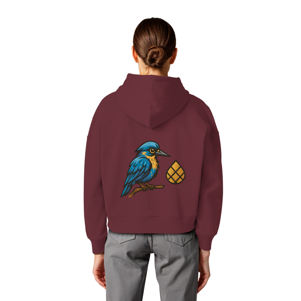 Tannenhäher mit Zirbelnuss + Emblem Stick - Womens Organic Boxcut Hoodie