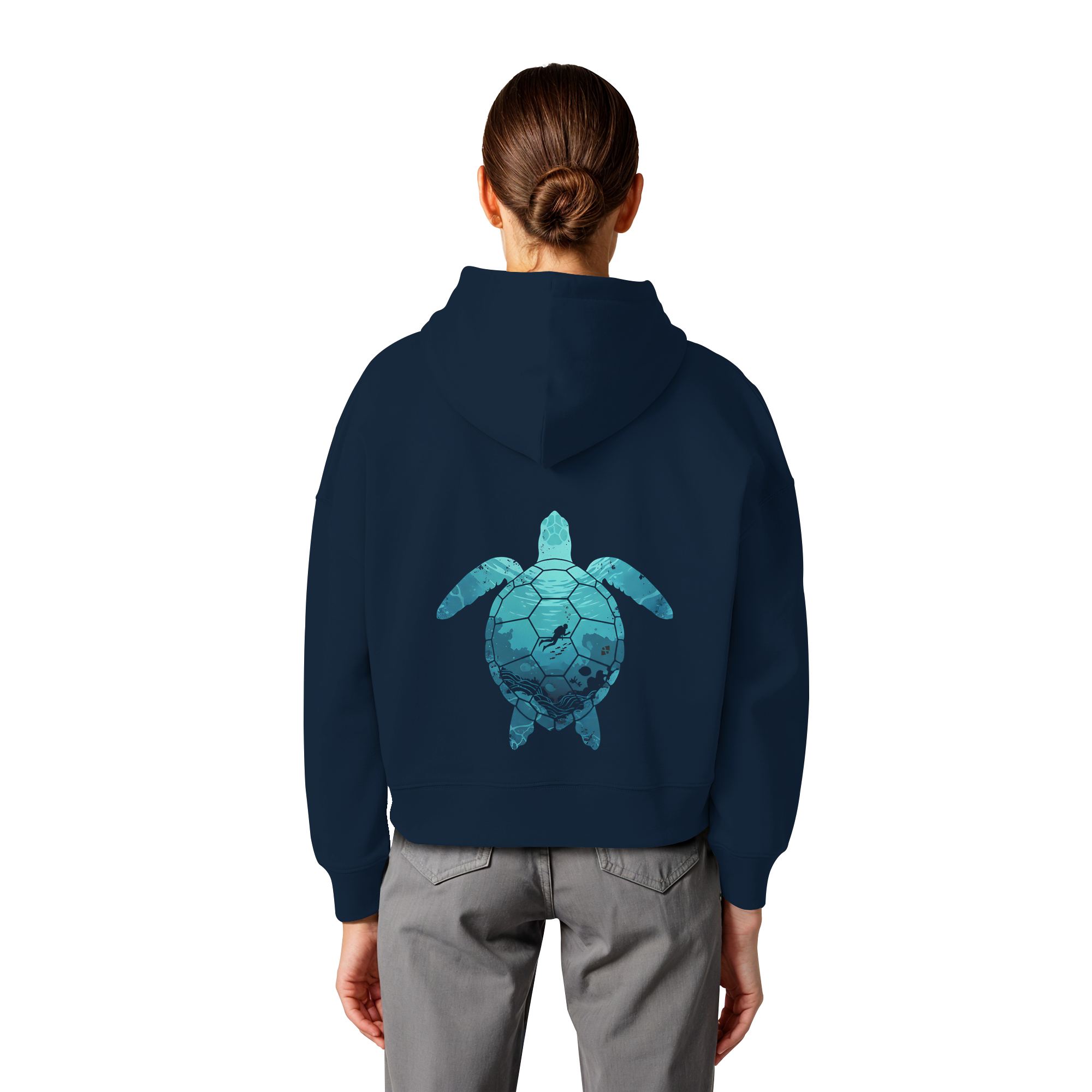 Deep Sea Turtle - Womens Organic Boxcut Hoodie