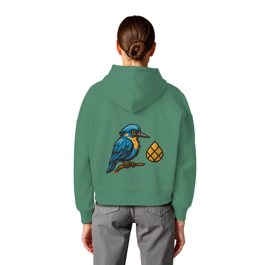 Tannenhäher mit Zirbelnuss + Emblem Stick - Womens Organic Boxcut Hoodie