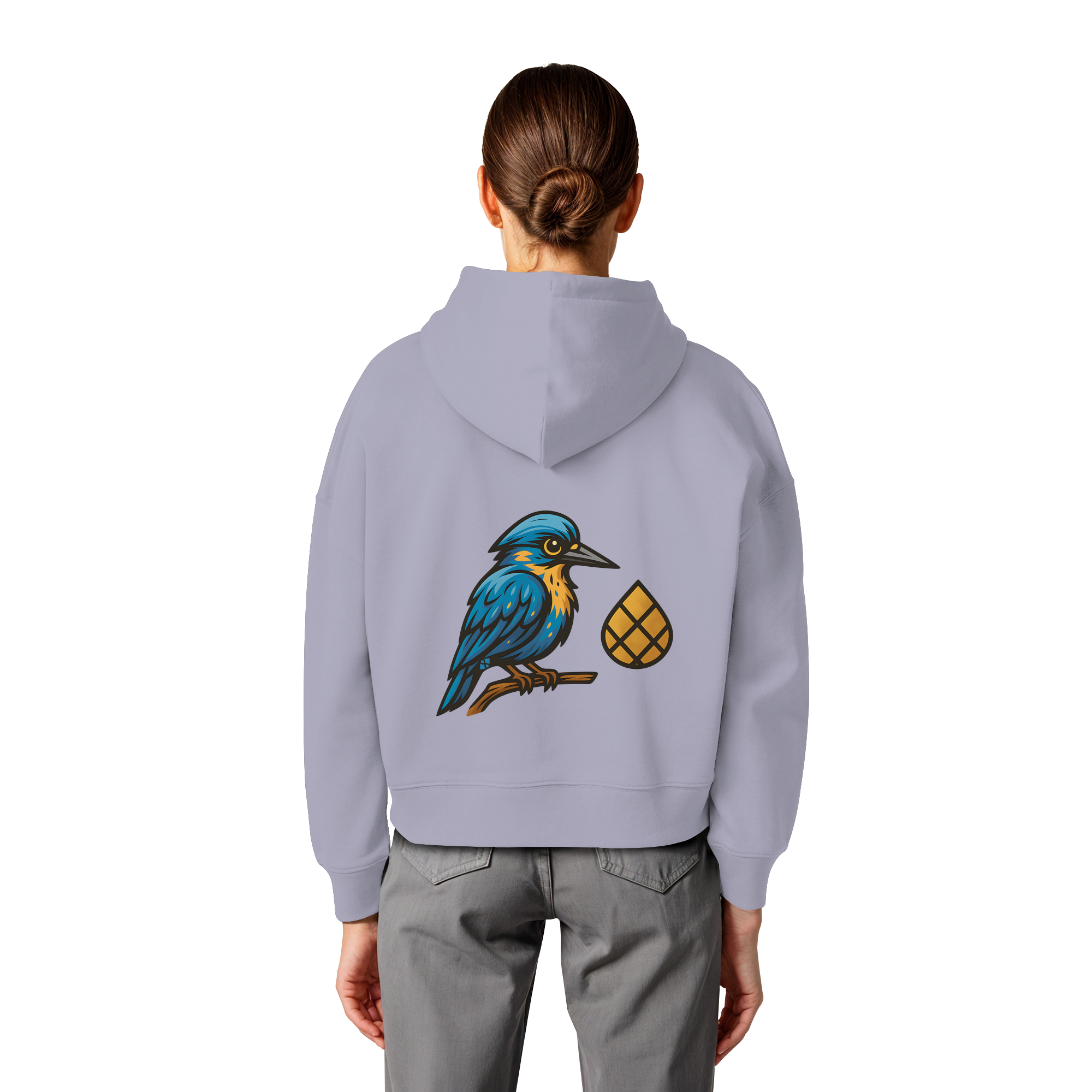 Tannenhäher mit Zirbelnuss + Emblem Stick - Womens Organic Boxcut Hoodie