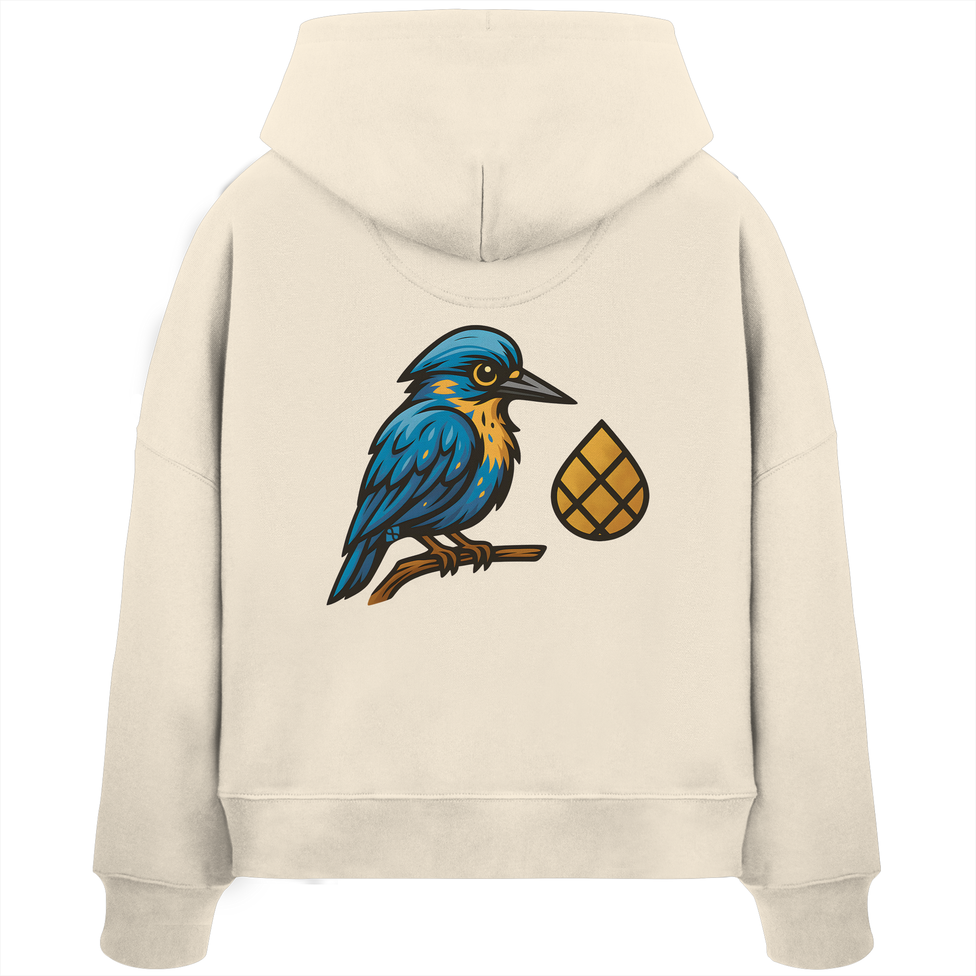 Tannenhäher mit Zirbelnuss + Emblem Stick Boxcut Hoodie