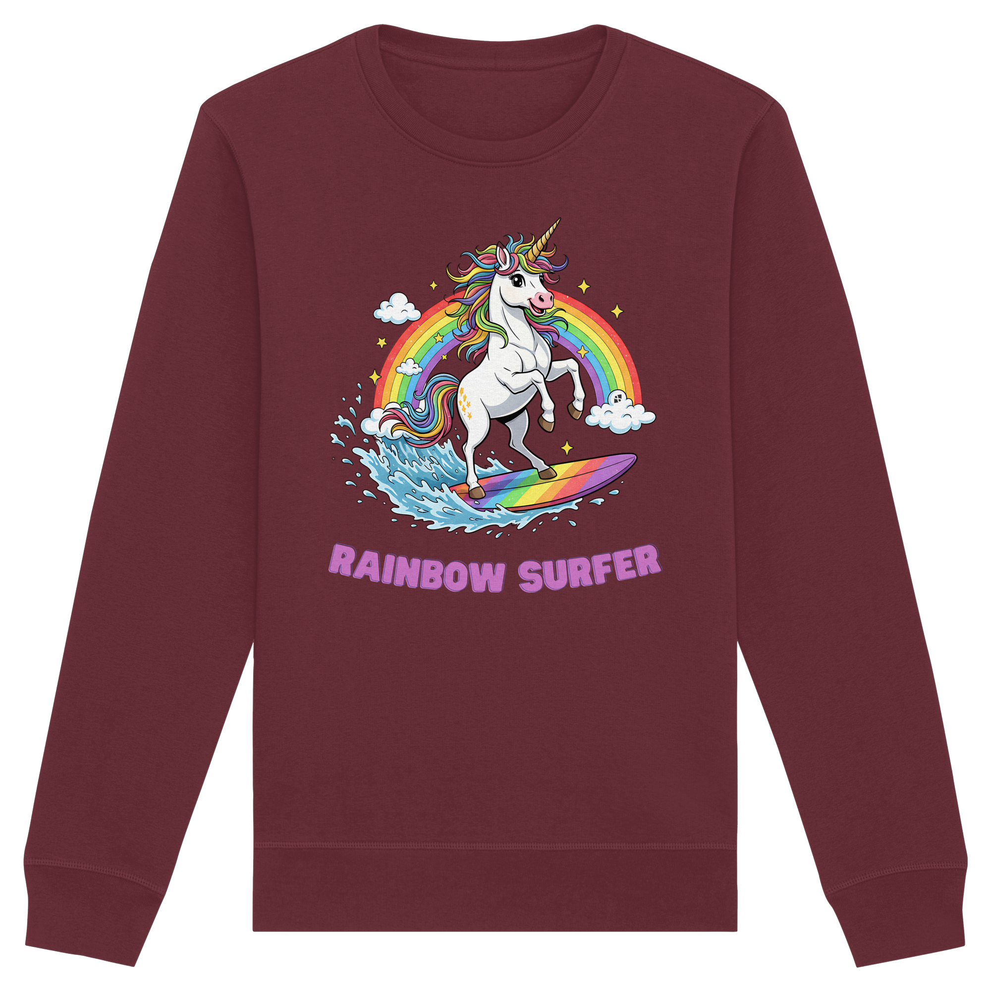 Unicorn Rainbow Surfer - Organic Basic Unisex Sweatshirt