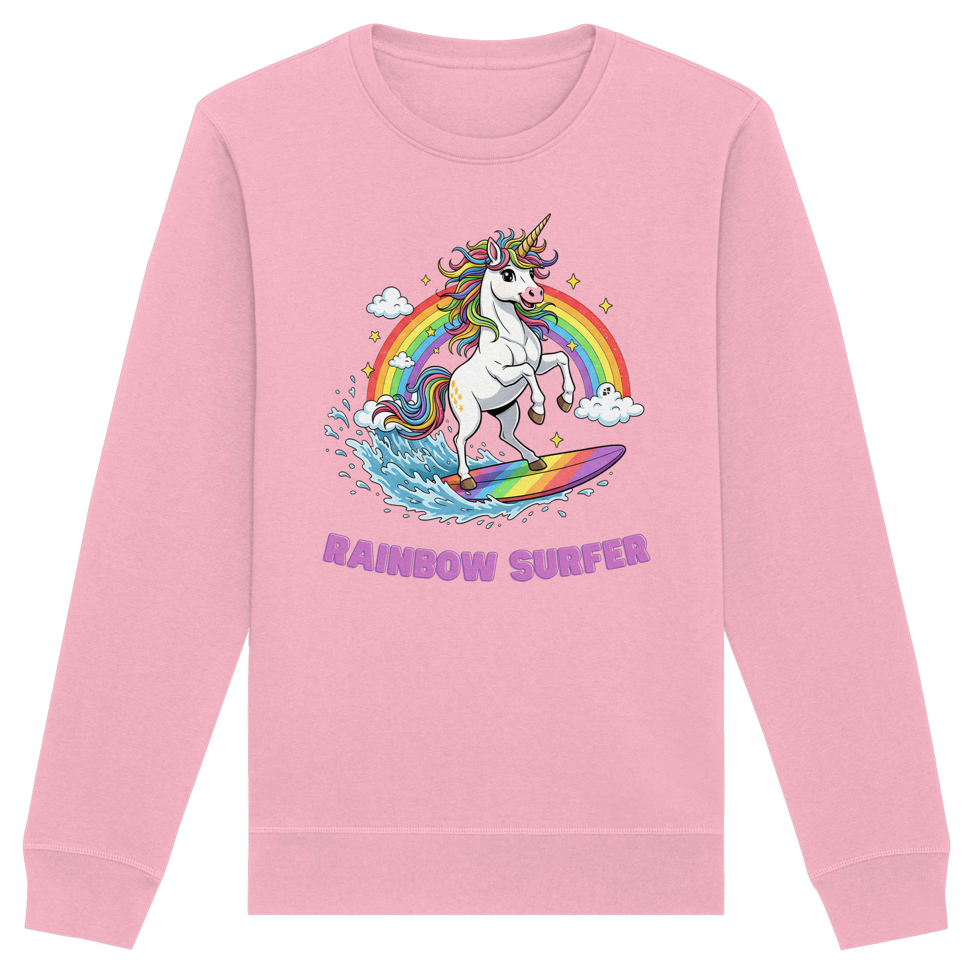 Unicorn Rainbow Surfer - Organic Basic Unisex Sweatshirt