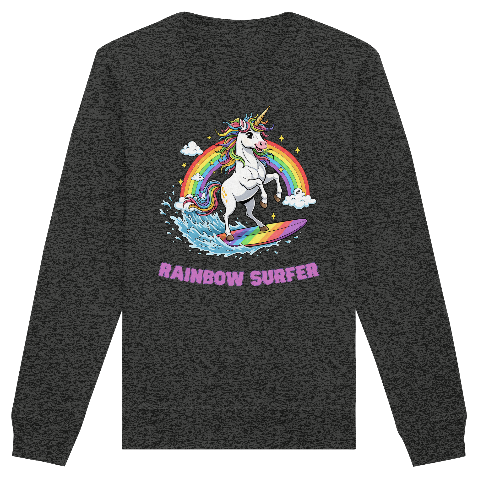 Unicorn Rainbow Surfer - Organic Basic Unisex Sweatshirt