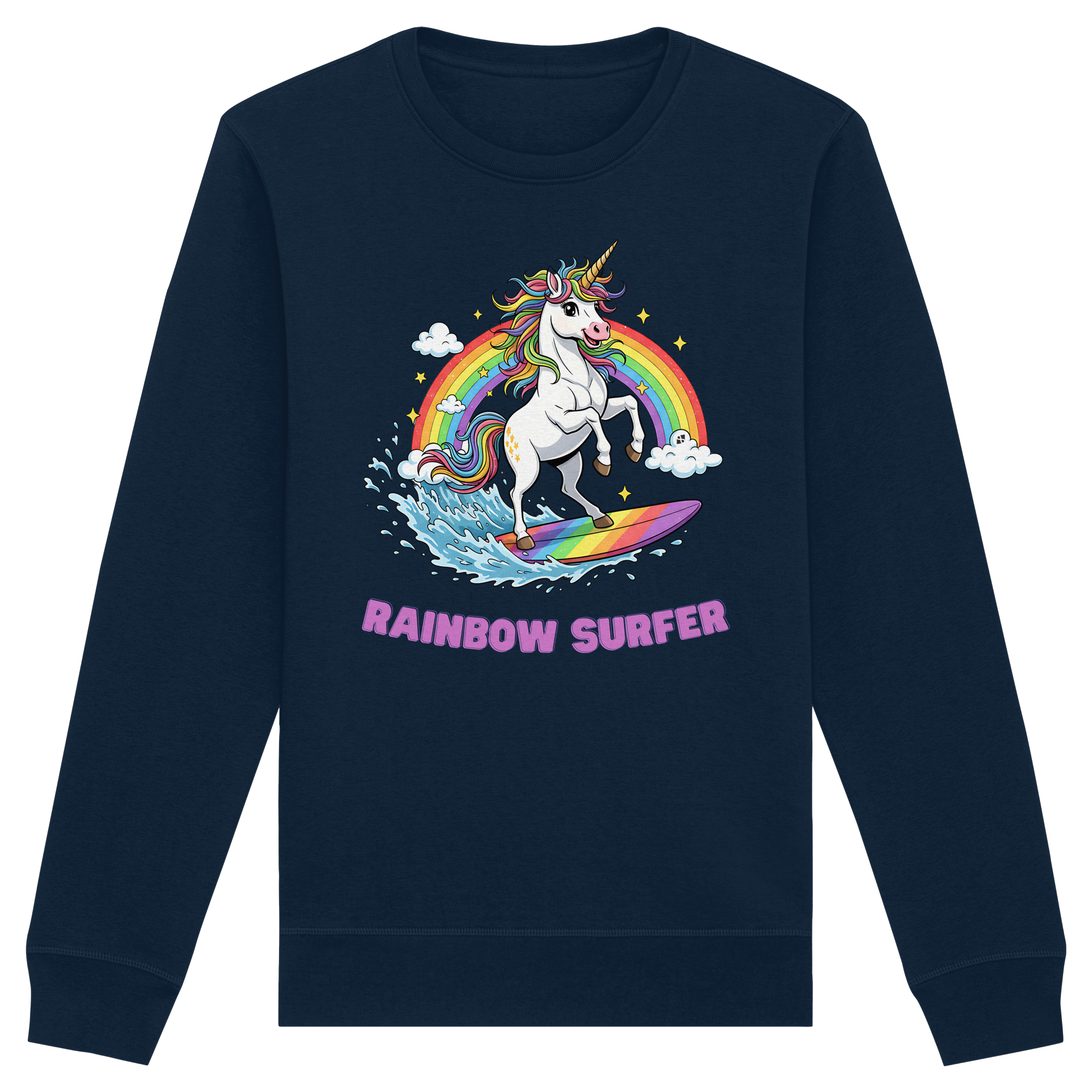 Unicorn Rainbow Surfer - Organic Basic Unisex Sweatshirt