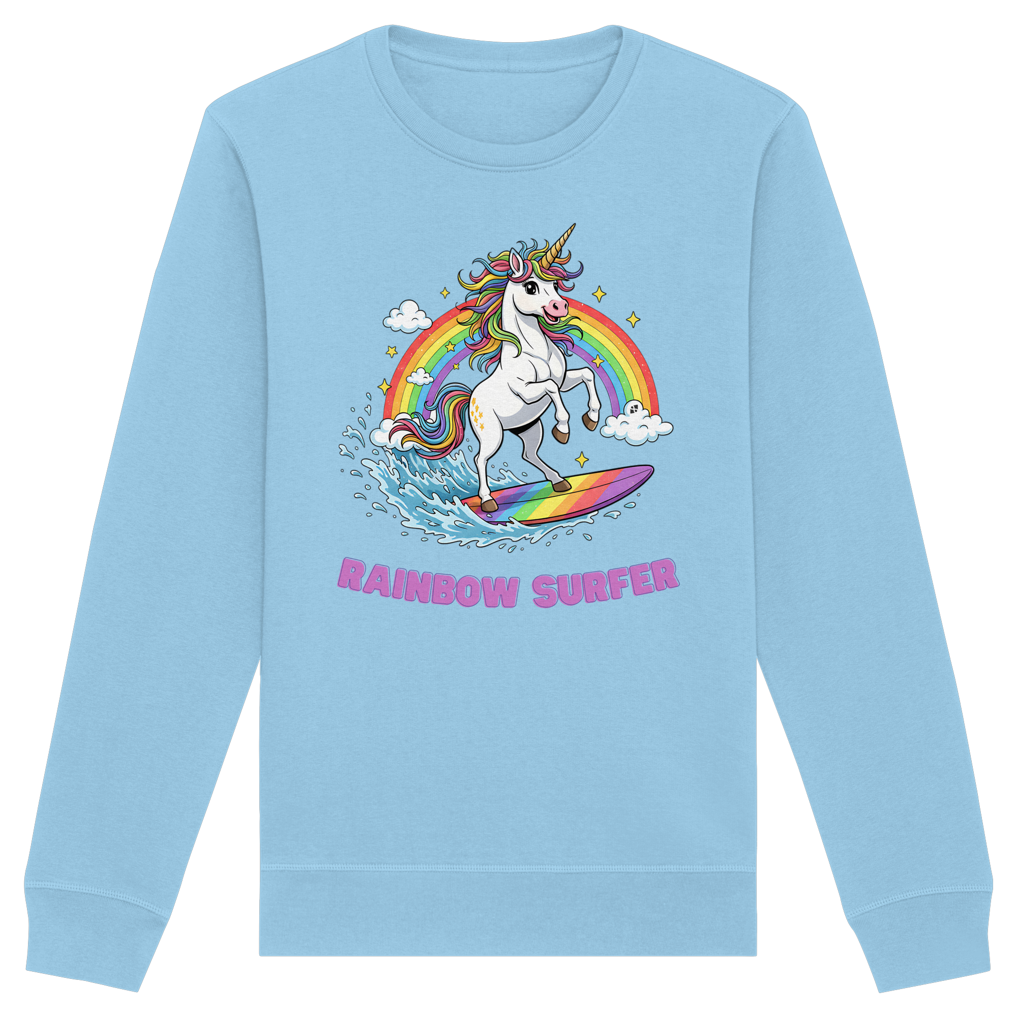 Unicorn Rainbow Surfer - Organic Basic Unisex Sweatshirt