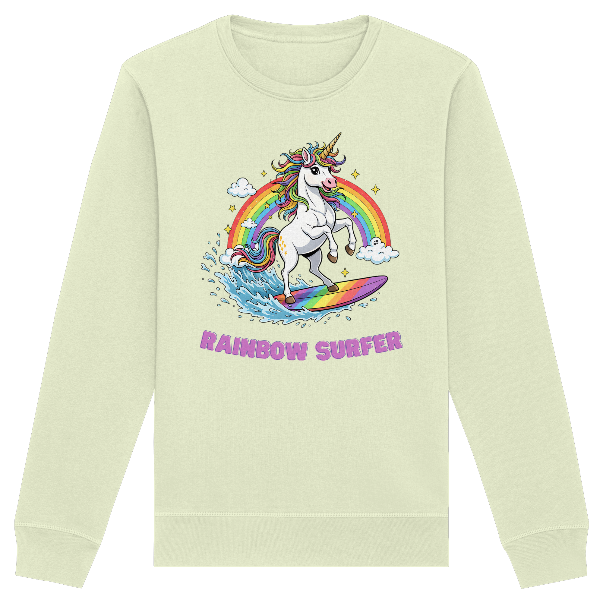 Unicorn Rainbow Surfer - Organic Basic Unisex Sweatshirt