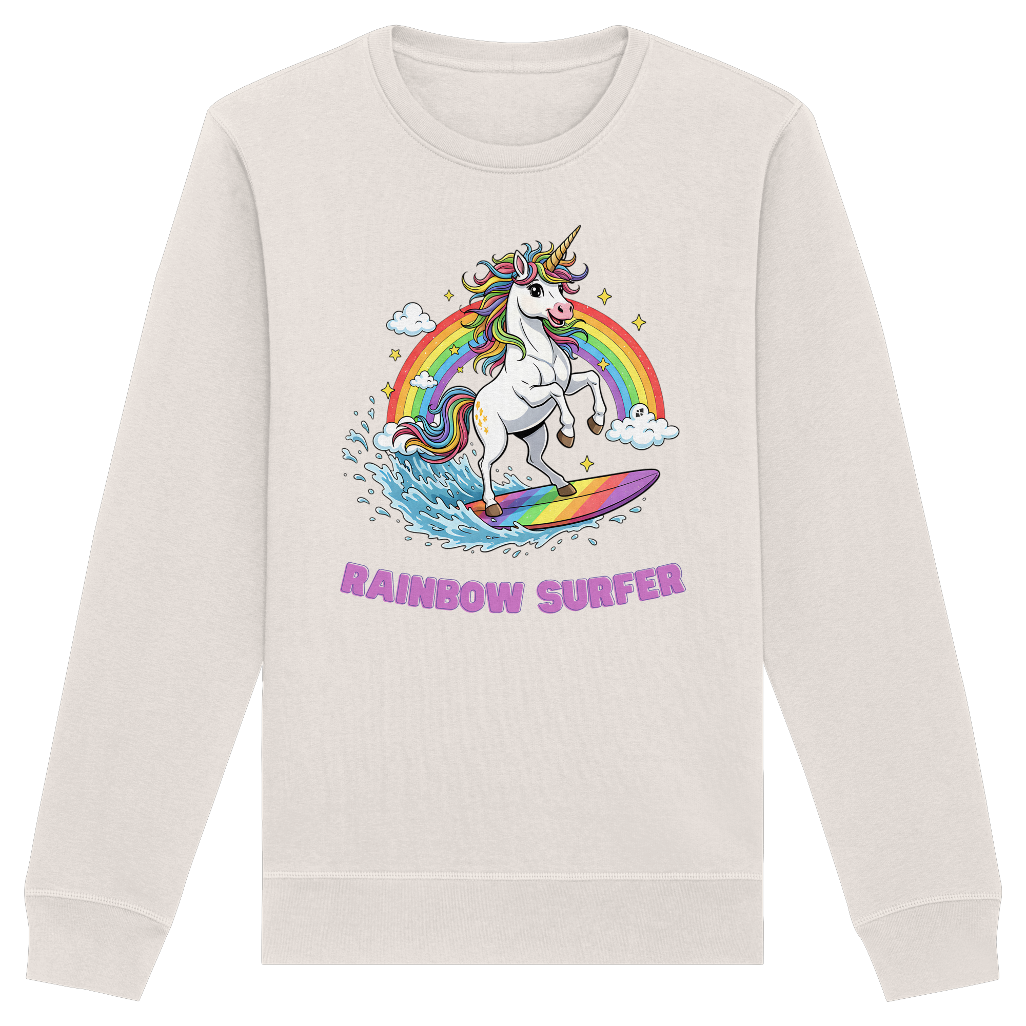 Unicorn Rainbow Surfer - Organic Basic Unisex Sweatshirt