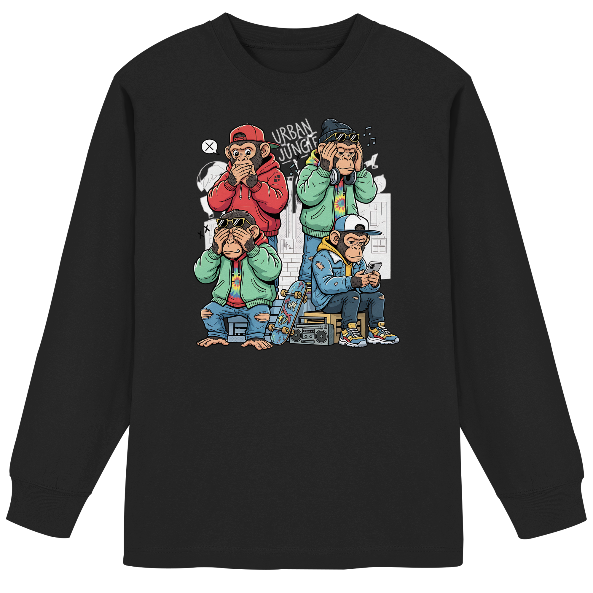 Die vier Stadtaffen - Organic Heavy Oversized Longsleeve T-Shirt