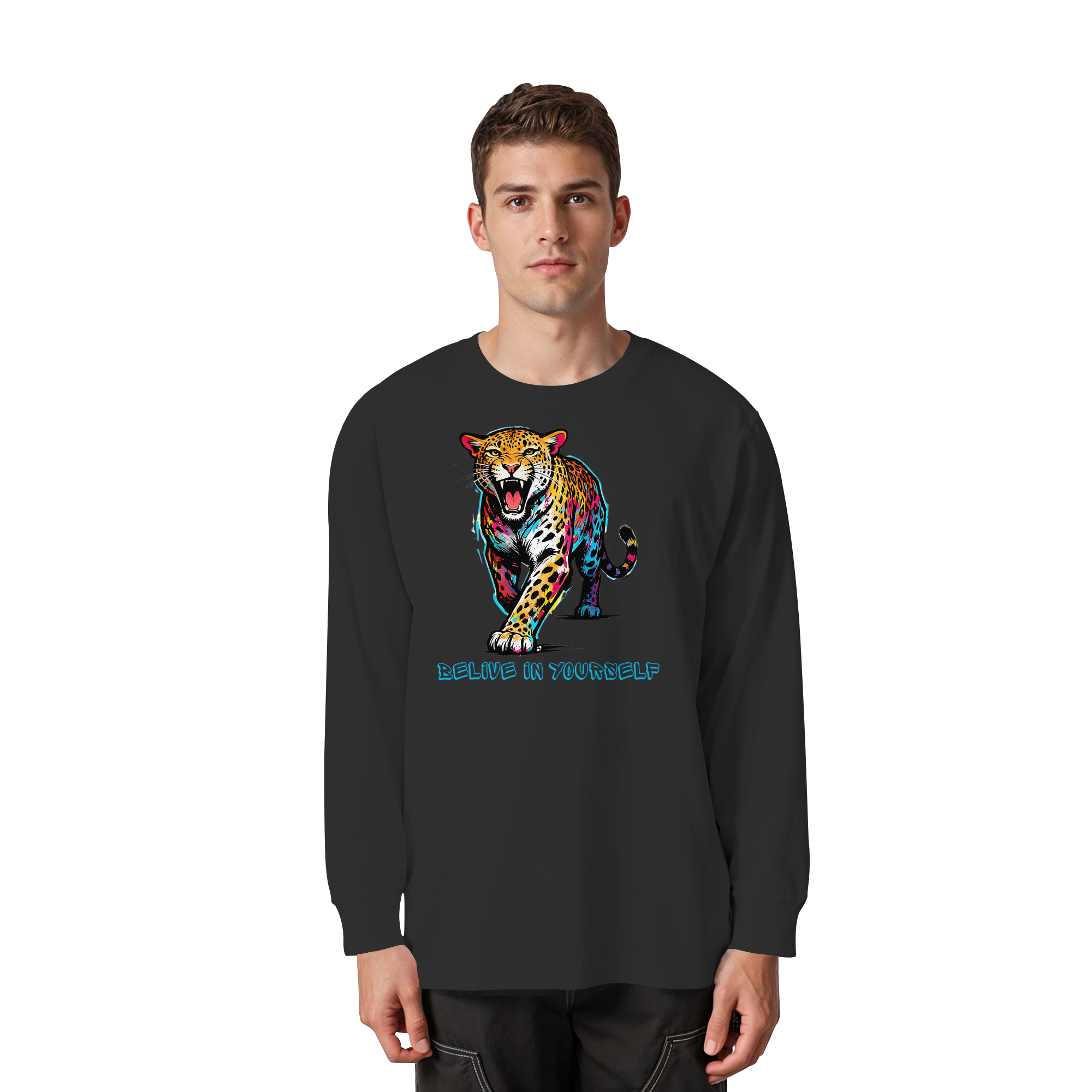 BIY Leopard - Organic Heavy Oversized Longsleeve T-Shirt