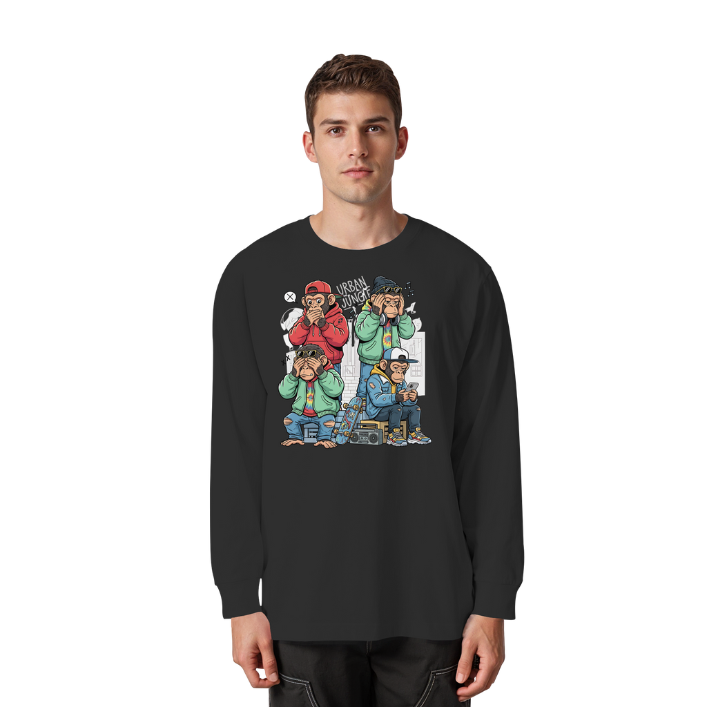 Die vier Stadtaffen - Organic Heavy Oversized Longsleeve T-Shirt