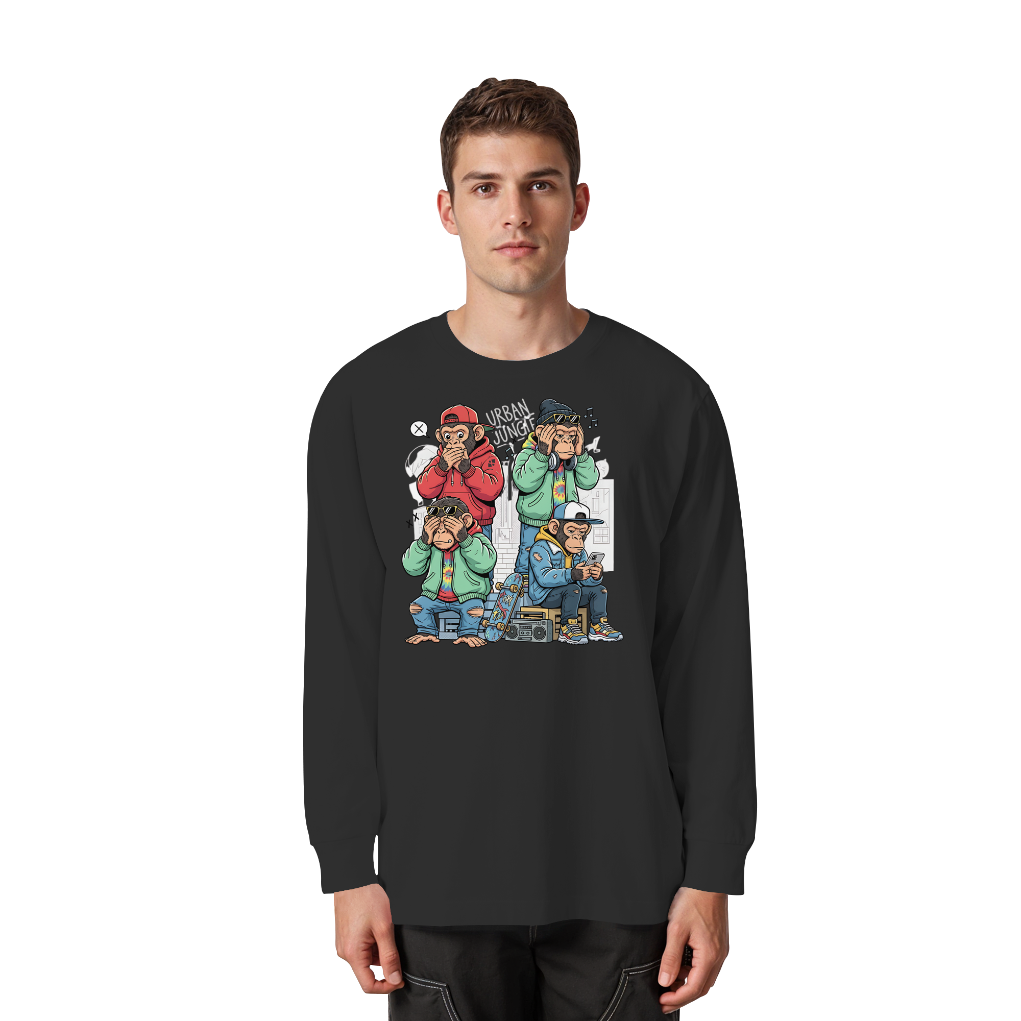 Die vier Stadtaffen - Organic Heavy Oversized Longsleeve T-Shirt
