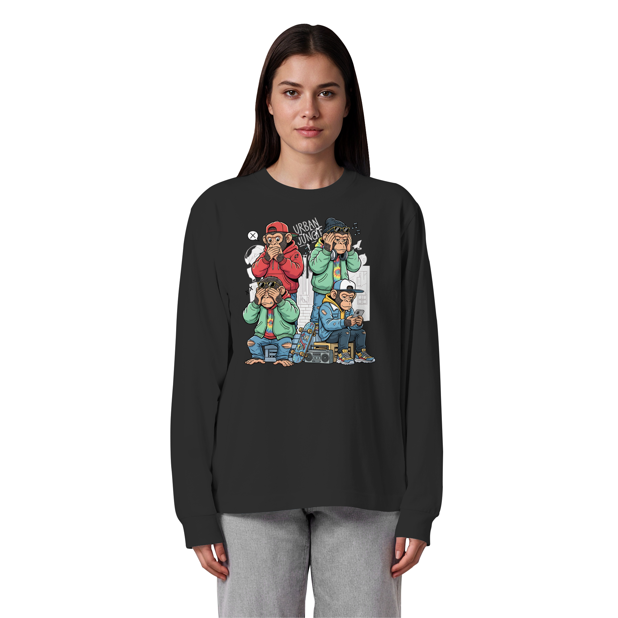 Die vier Stadtaffen - Organic Heavy Oversized Longsleeve T-Shirt