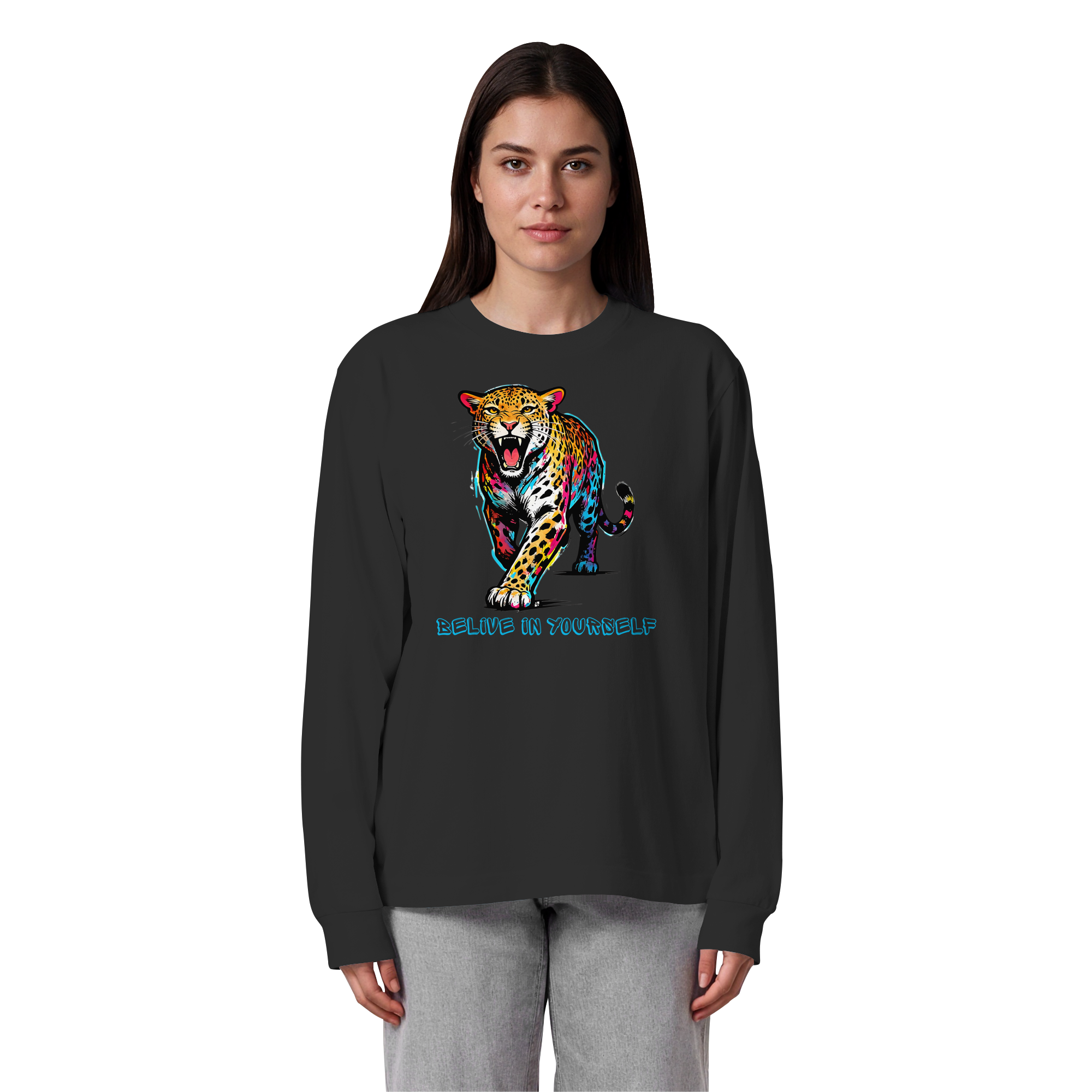 BIY Leopard - Organic Heavy Oversized Longsleeve T-Shirt