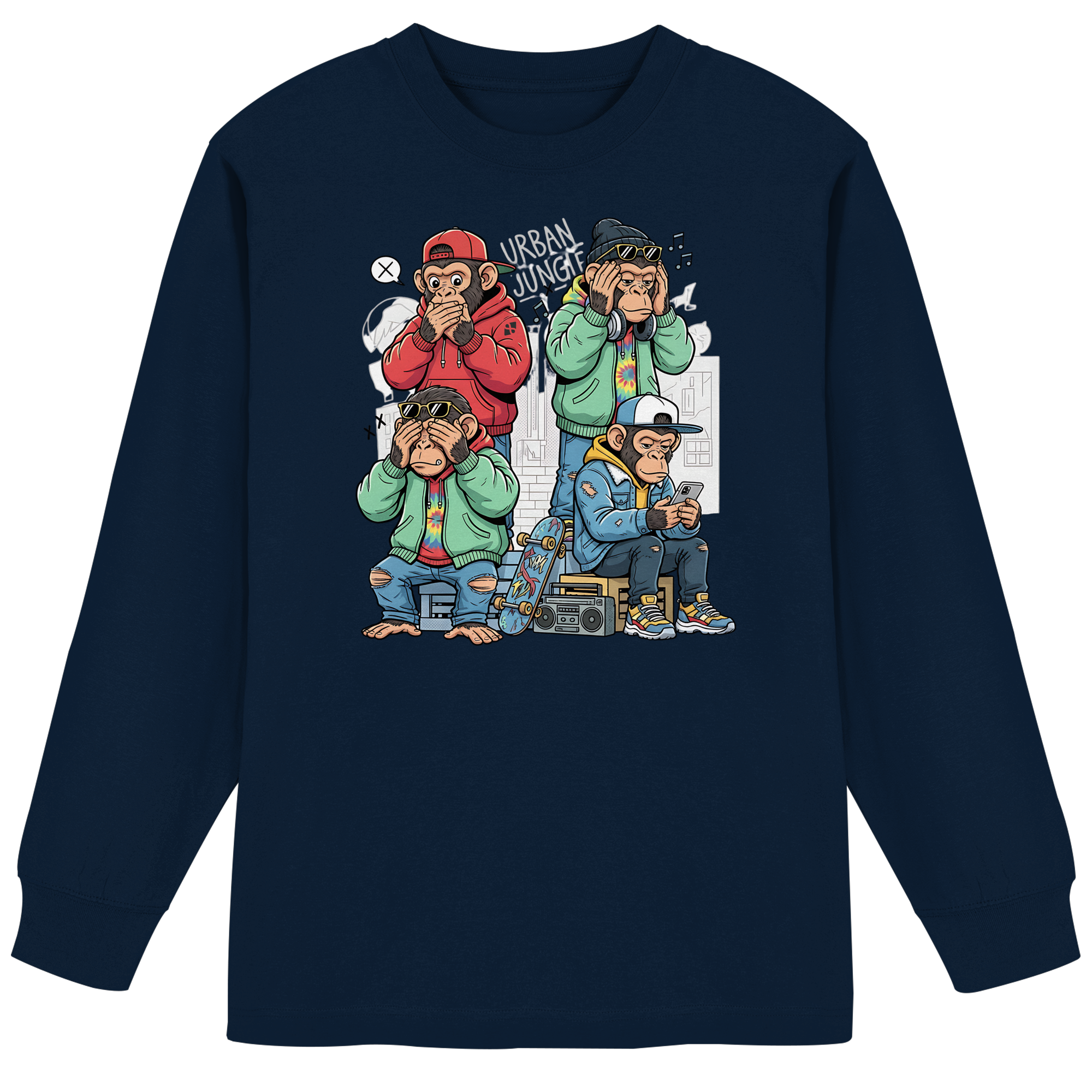 Die vier Stadtaffen - Organic Heavy Oversized Longsleeve T-Shirt