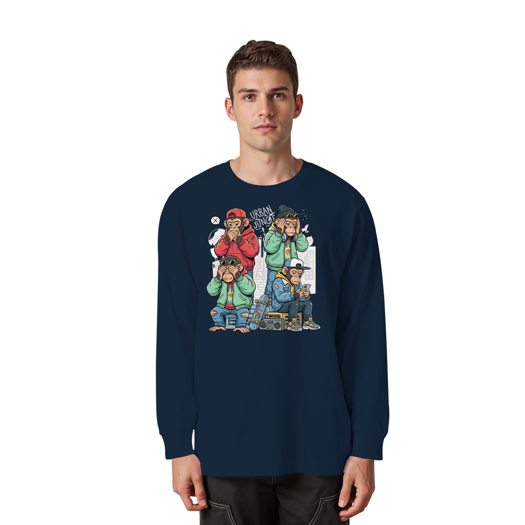 Die vier Stadtaffen - Organic Heavy Oversized Longsleeve T-Shirt