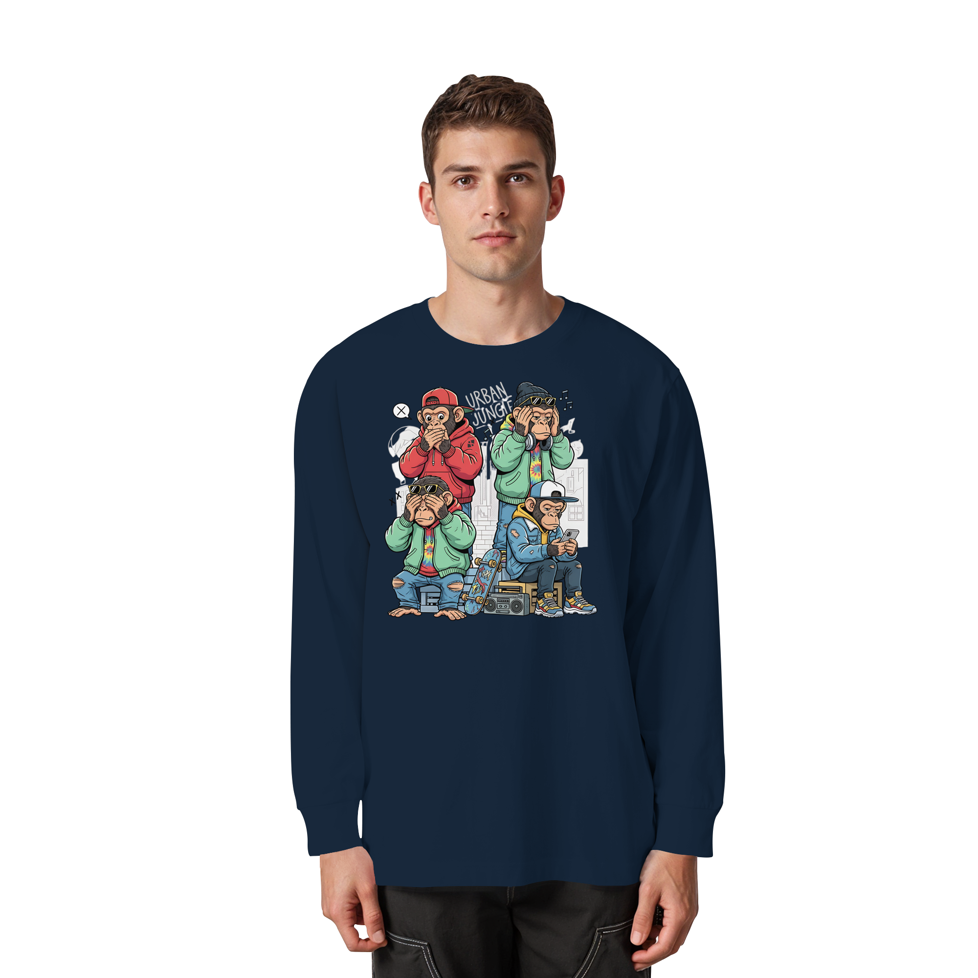 Die vier Stadtaffen - Organic Heavy Oversized Longsleeve T-Shirt