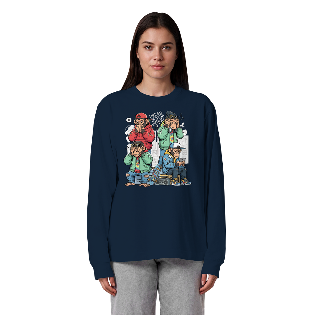 Die vier Stadtaffen - Organic Heavy Oversized Longsleeve T-Shirt